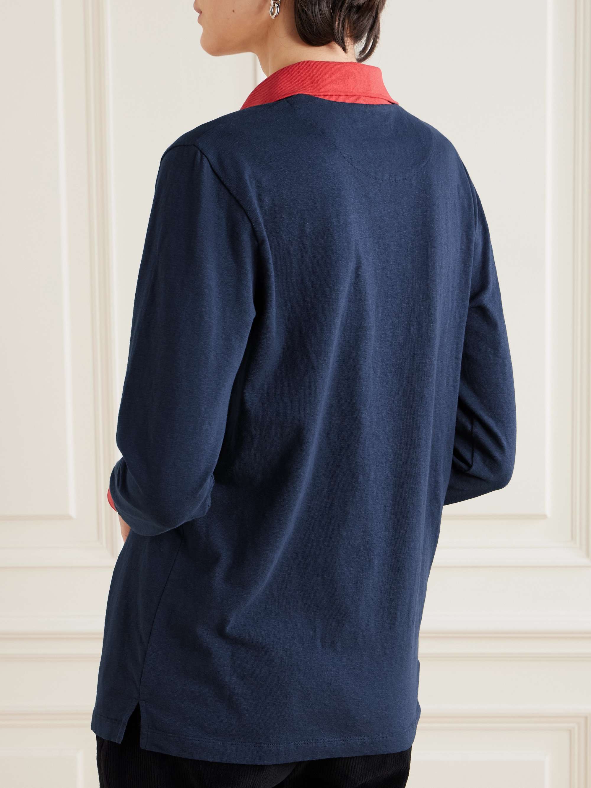 Two-tone organic cotton-blend polo sweater view