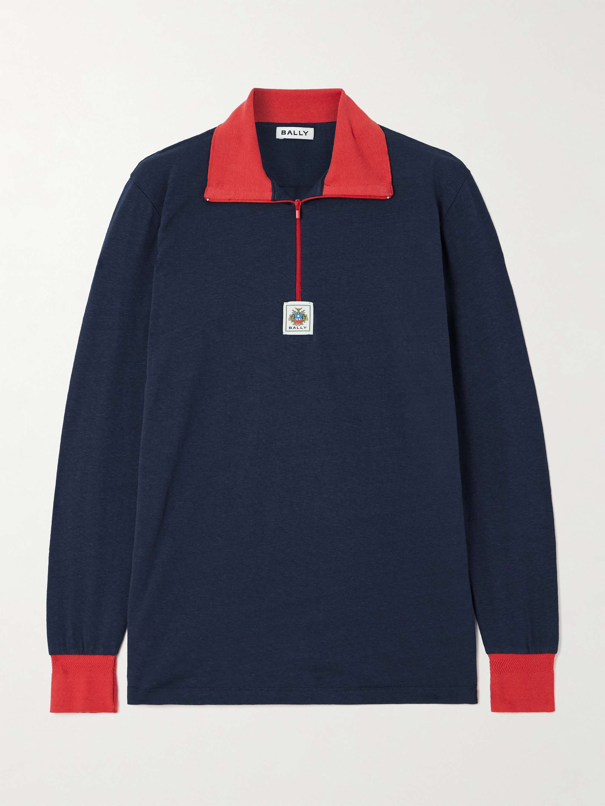 Two-tone organic cotton-blend polo sweater view