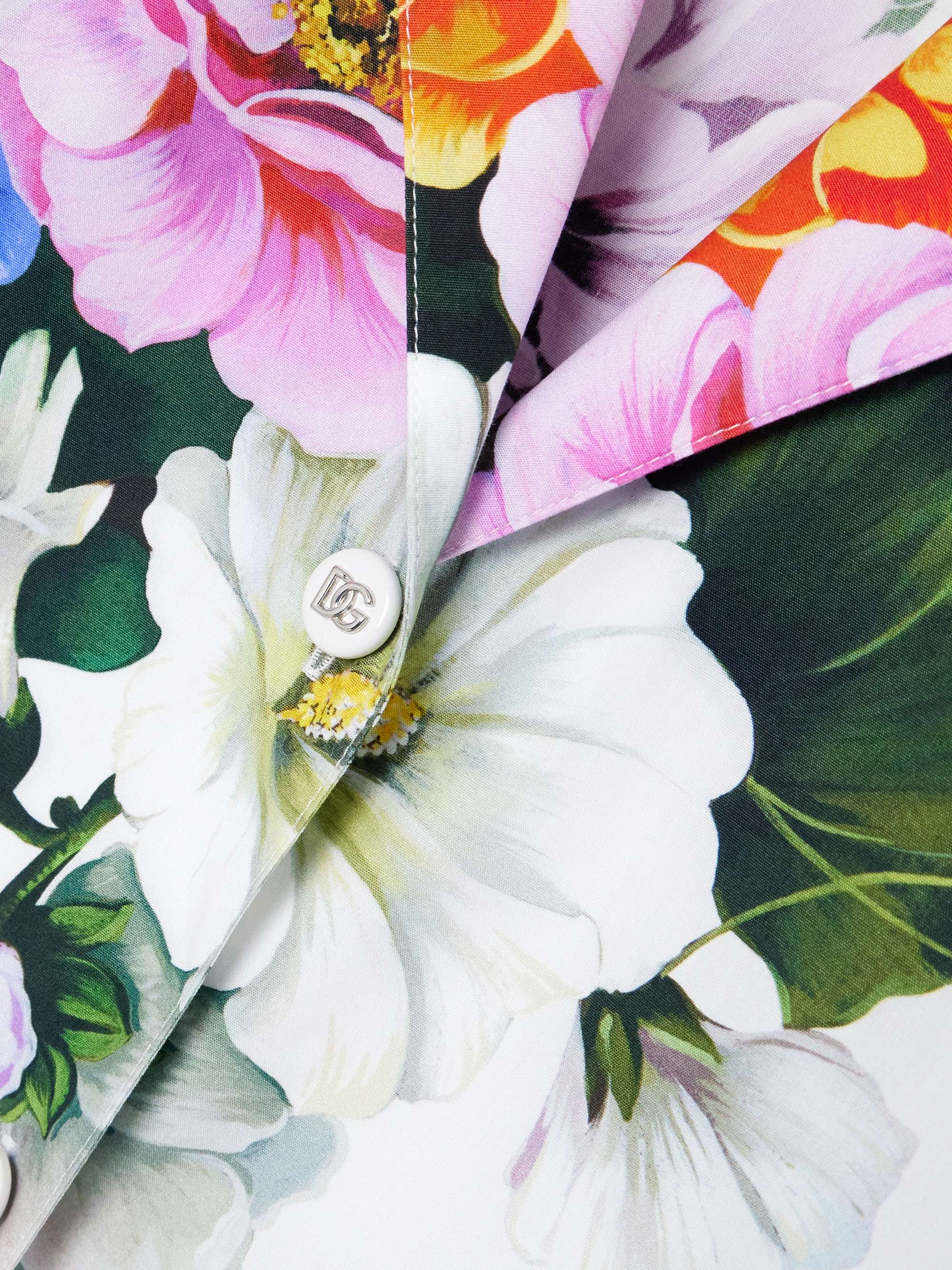 Knotted cropped floral-print cotton-poplin shirt view