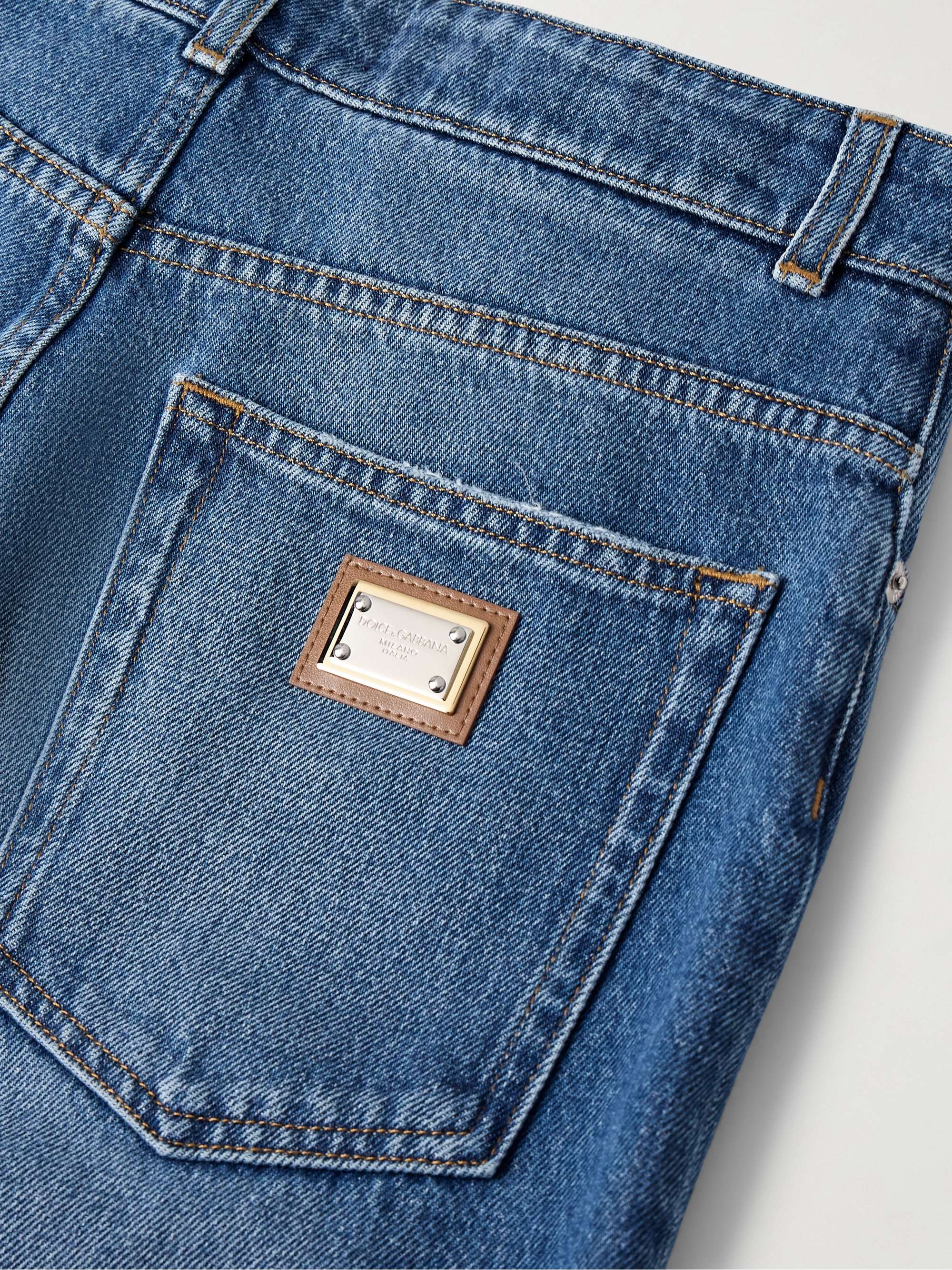 Appliquéd high-rise straight-leg jeans view