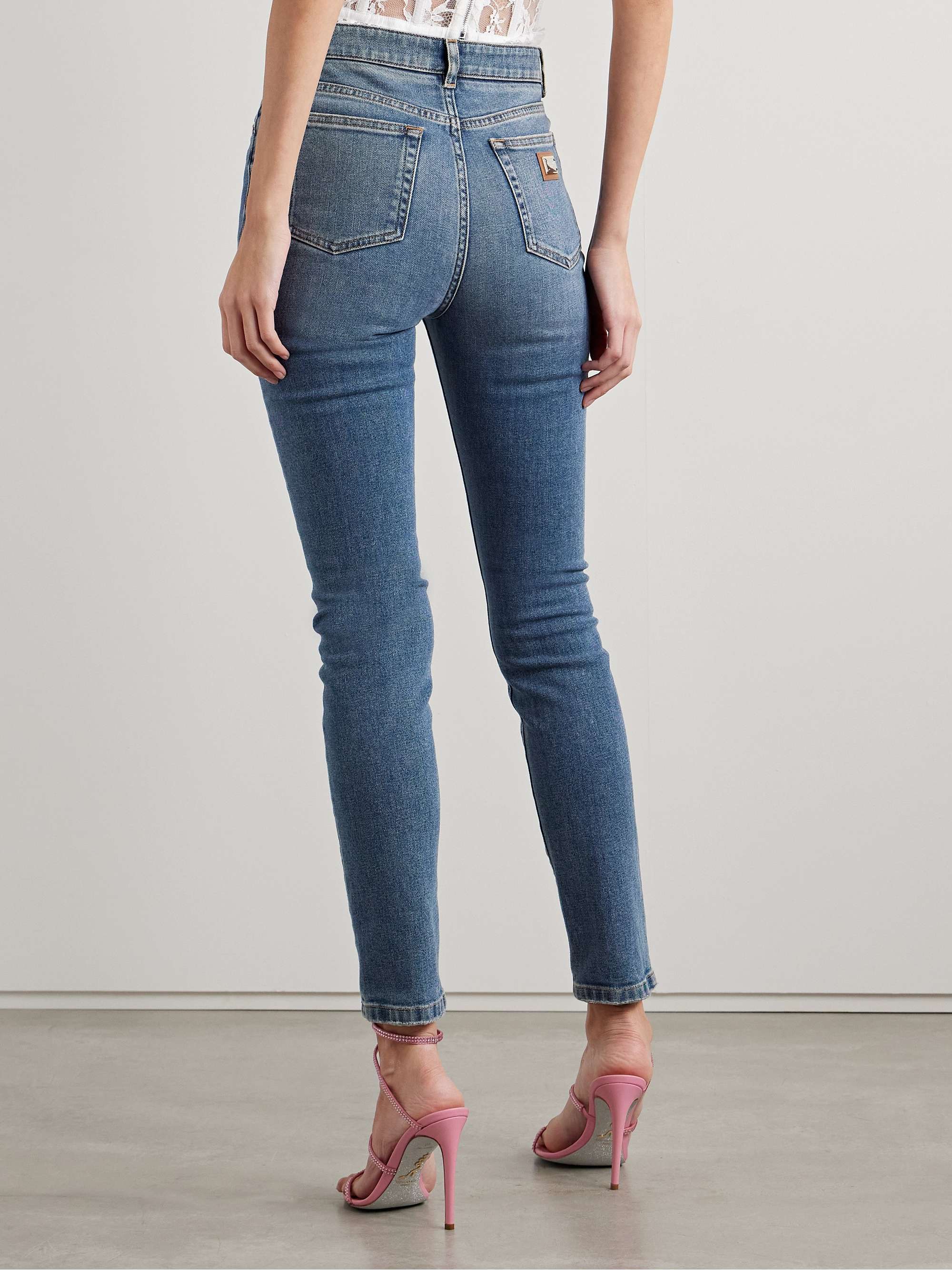 Appliquéd high-rise skinny jeans view