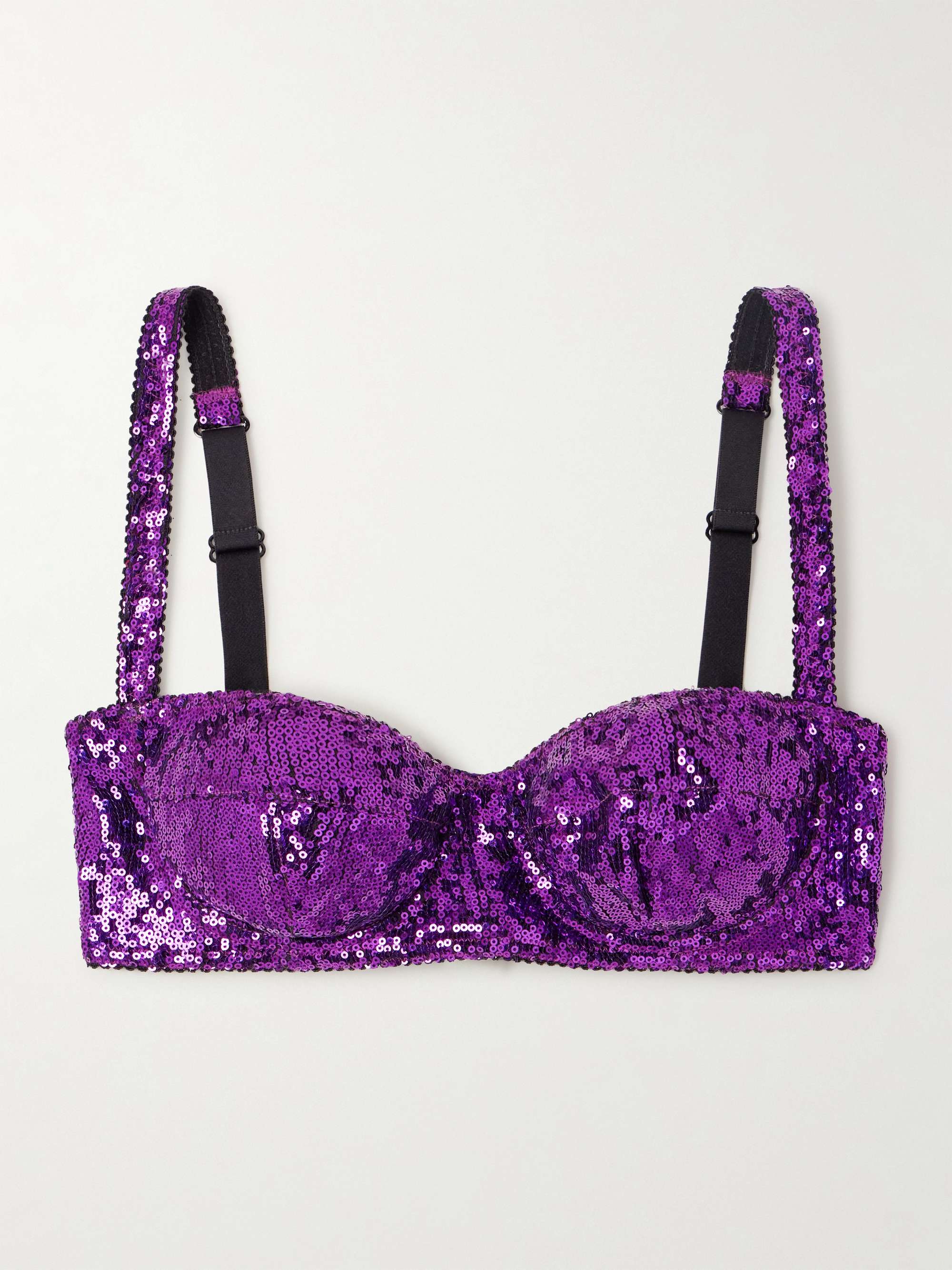 Sequined tulle underwired balconette bra view