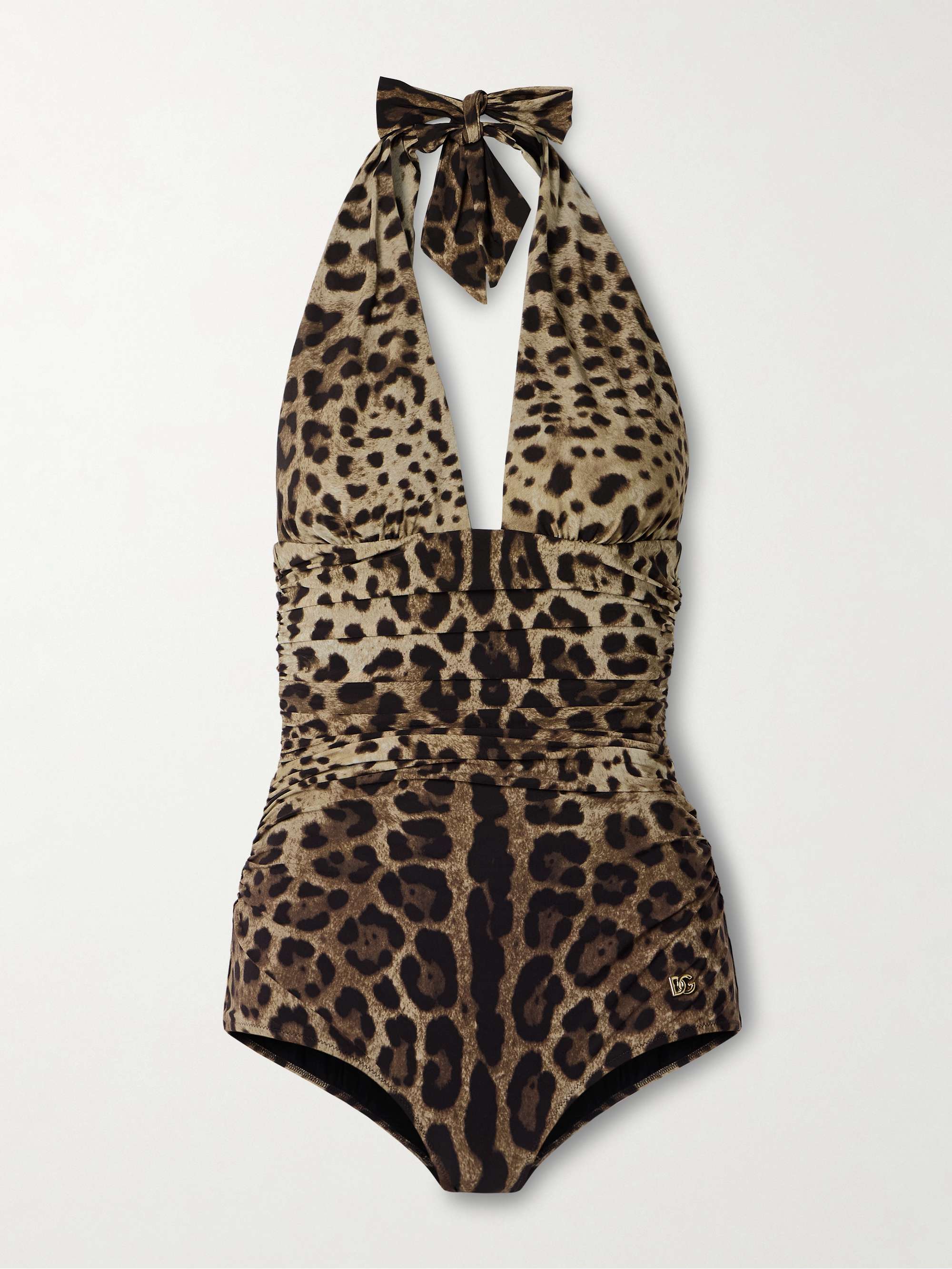 Leopard-print halterneck swimsuit view