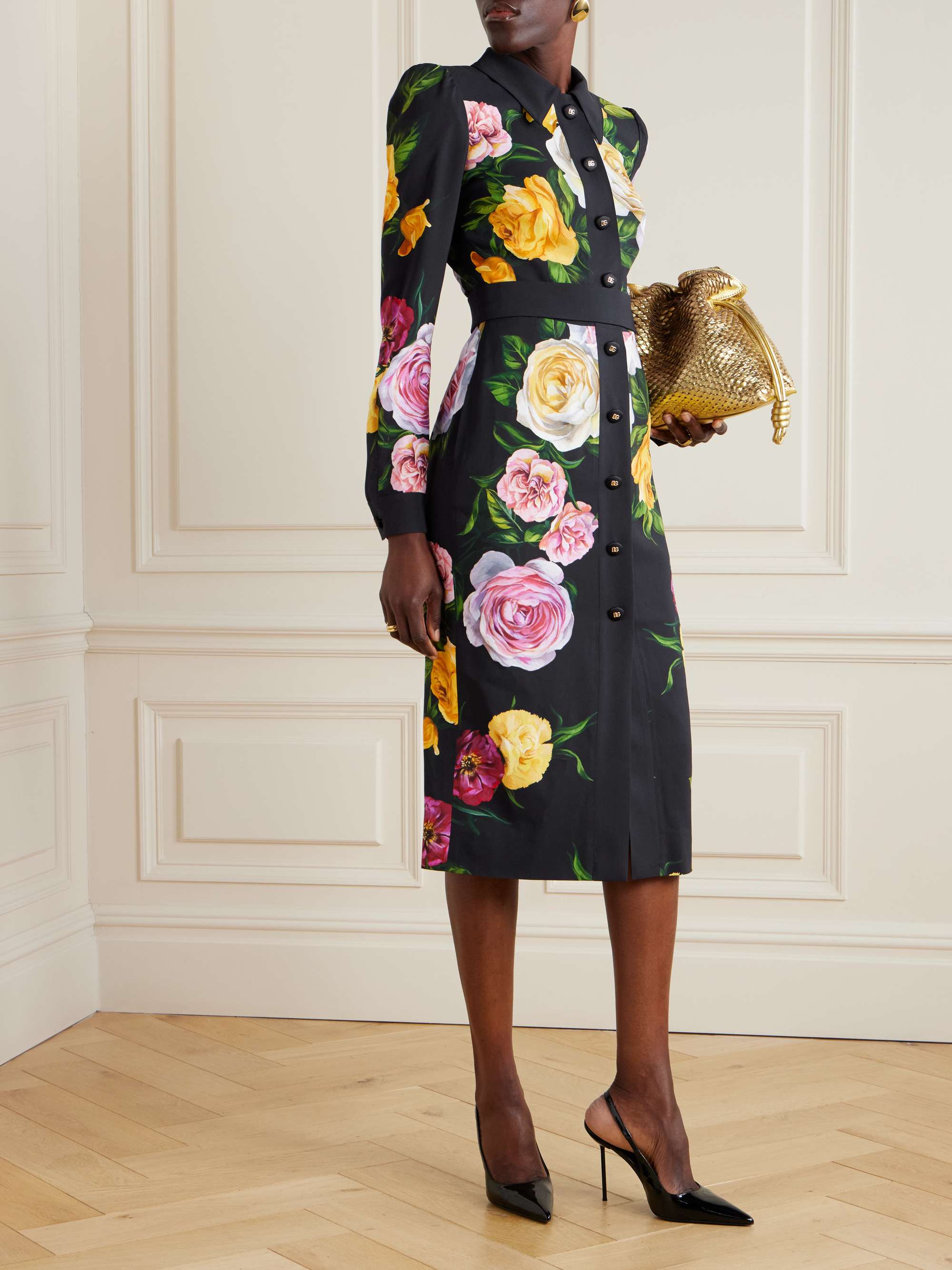 Floral-print cady midi dress view