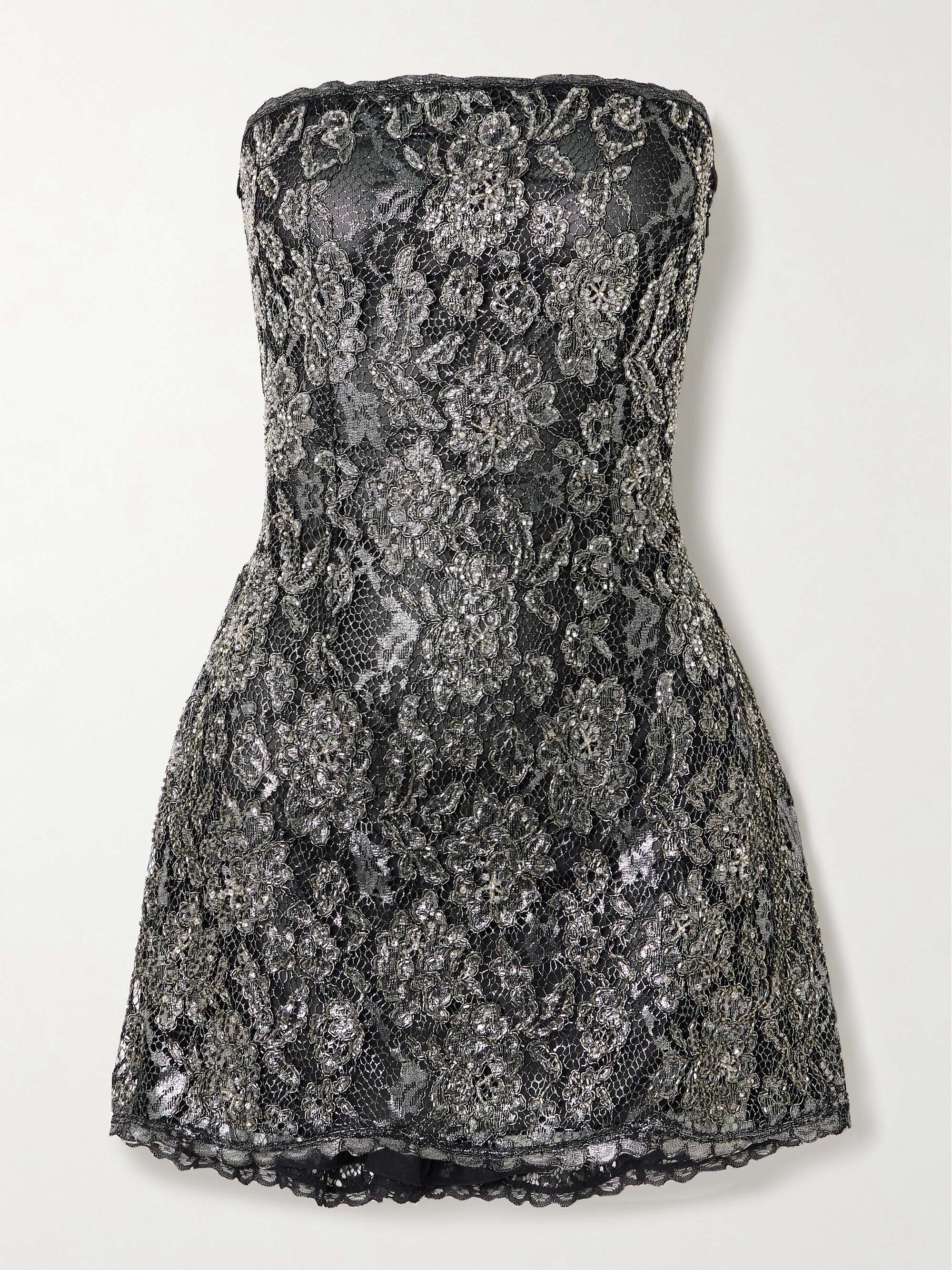Isla strapless embellished metallic guipure lace mini dress view