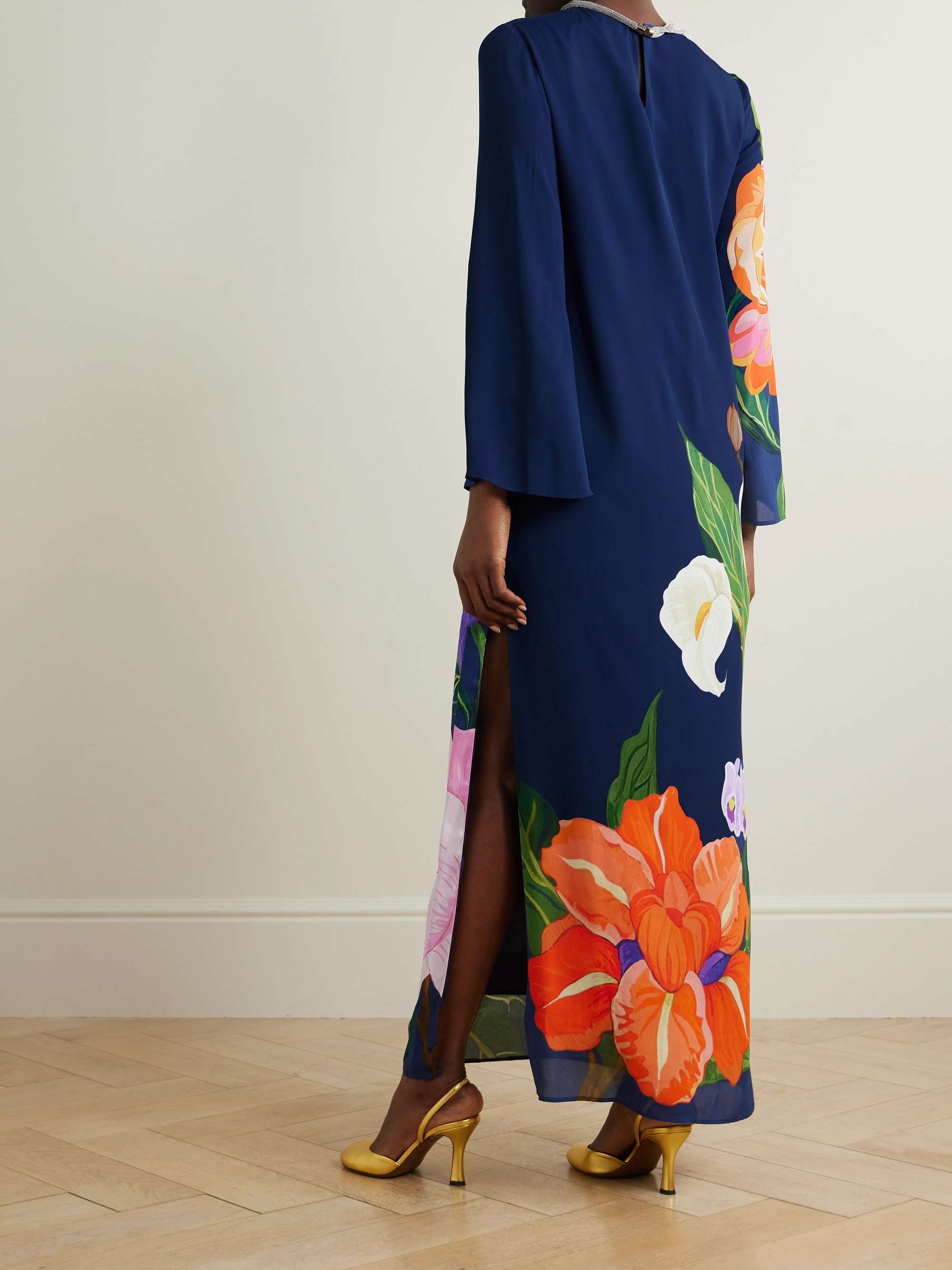 Capucine embellished floral-print crepe de chine maxi dress view
