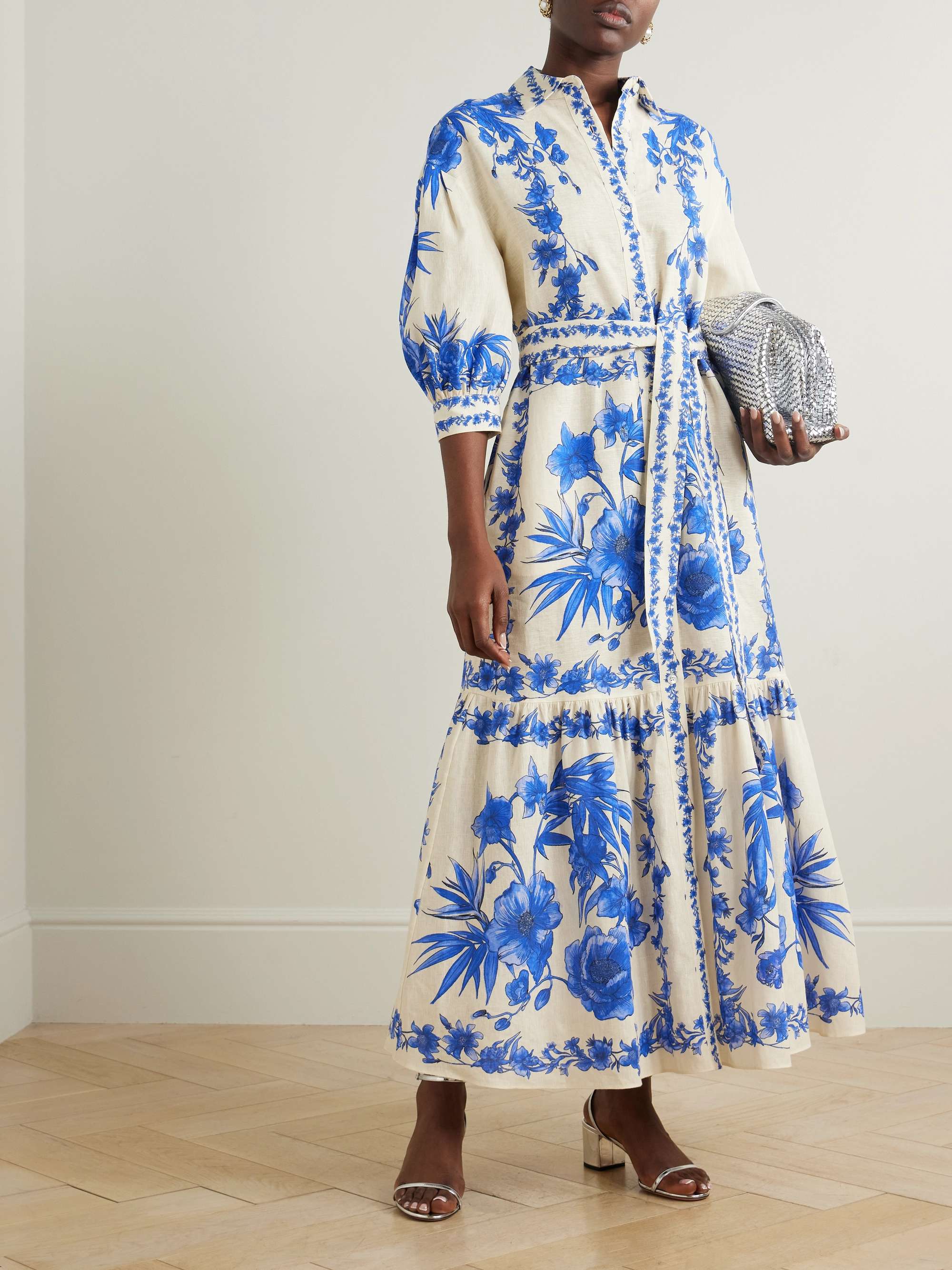 Bianca belted floral-print linen and cotton-blend maxi dress view