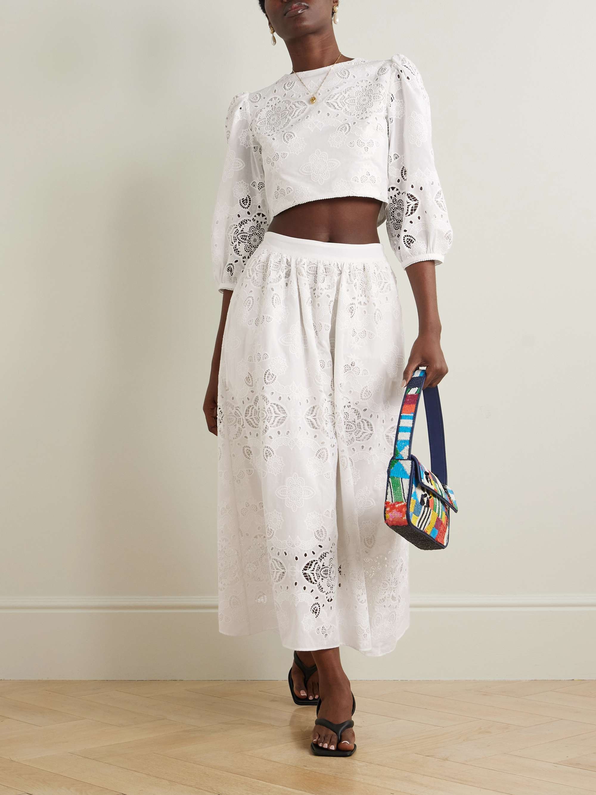 Rhea broderie anglaise poplin midi skirt view