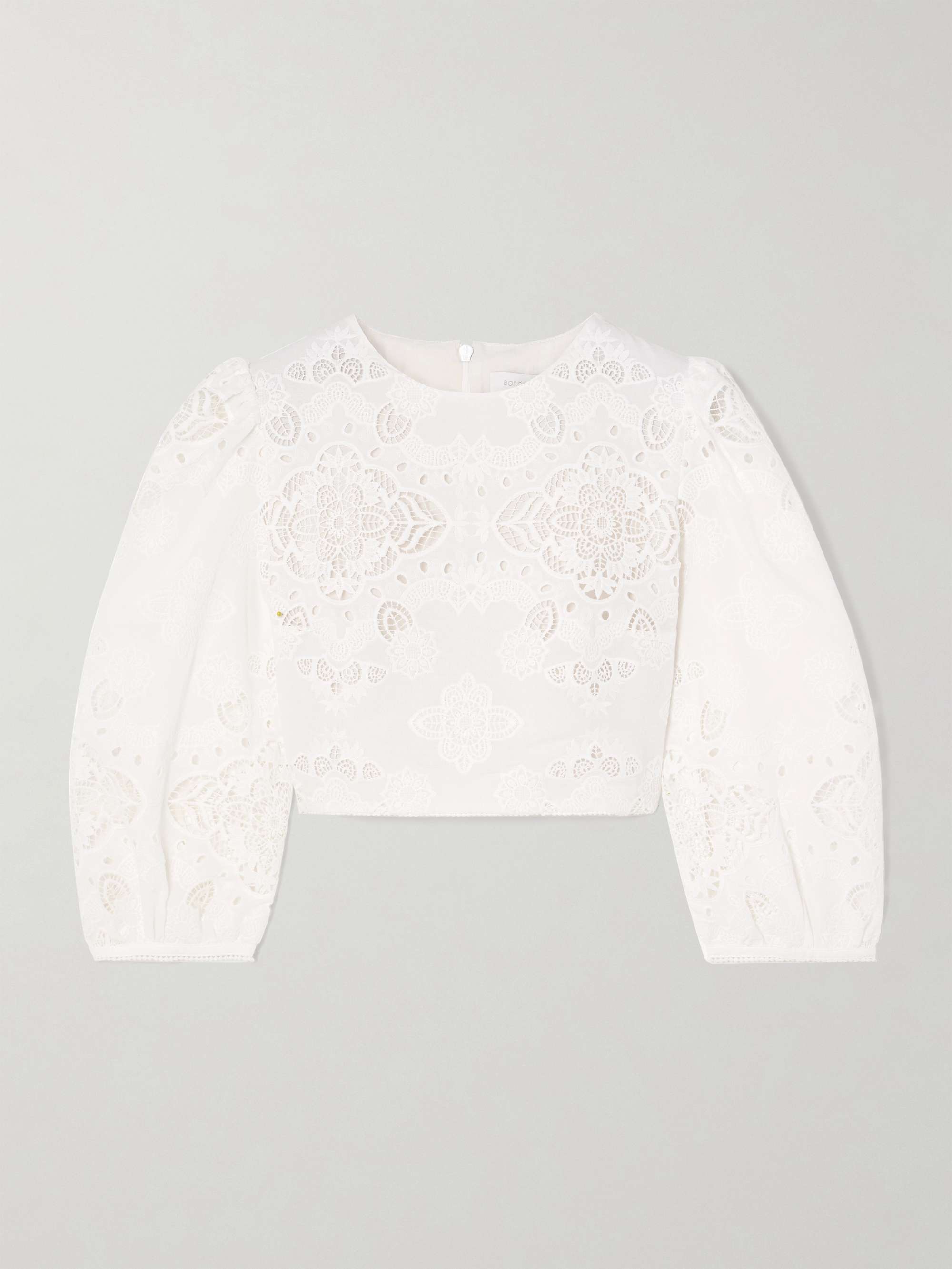 Alfie cropped broderie anglaise poplin top view