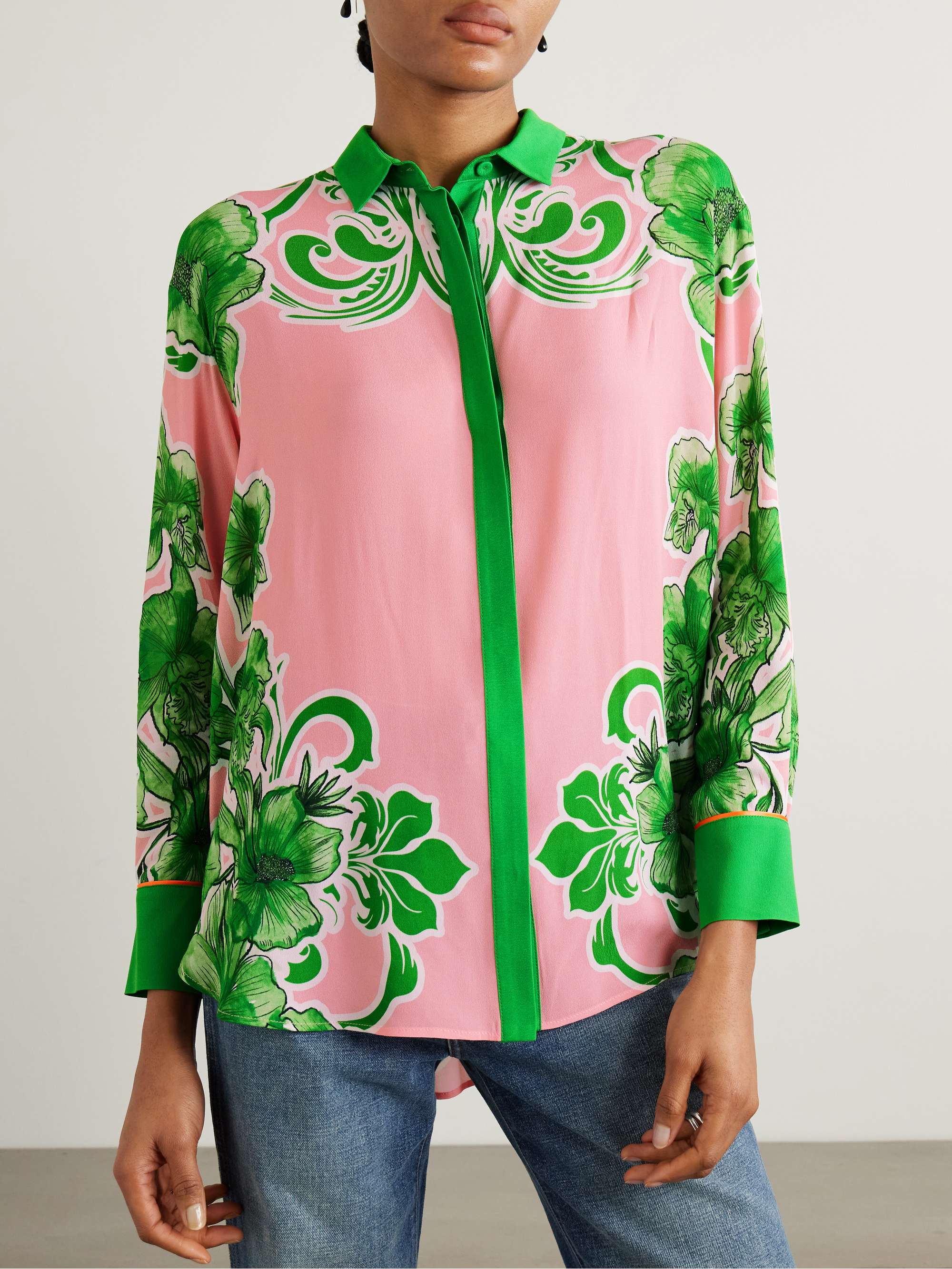 Nova floral-print crepe shirt view