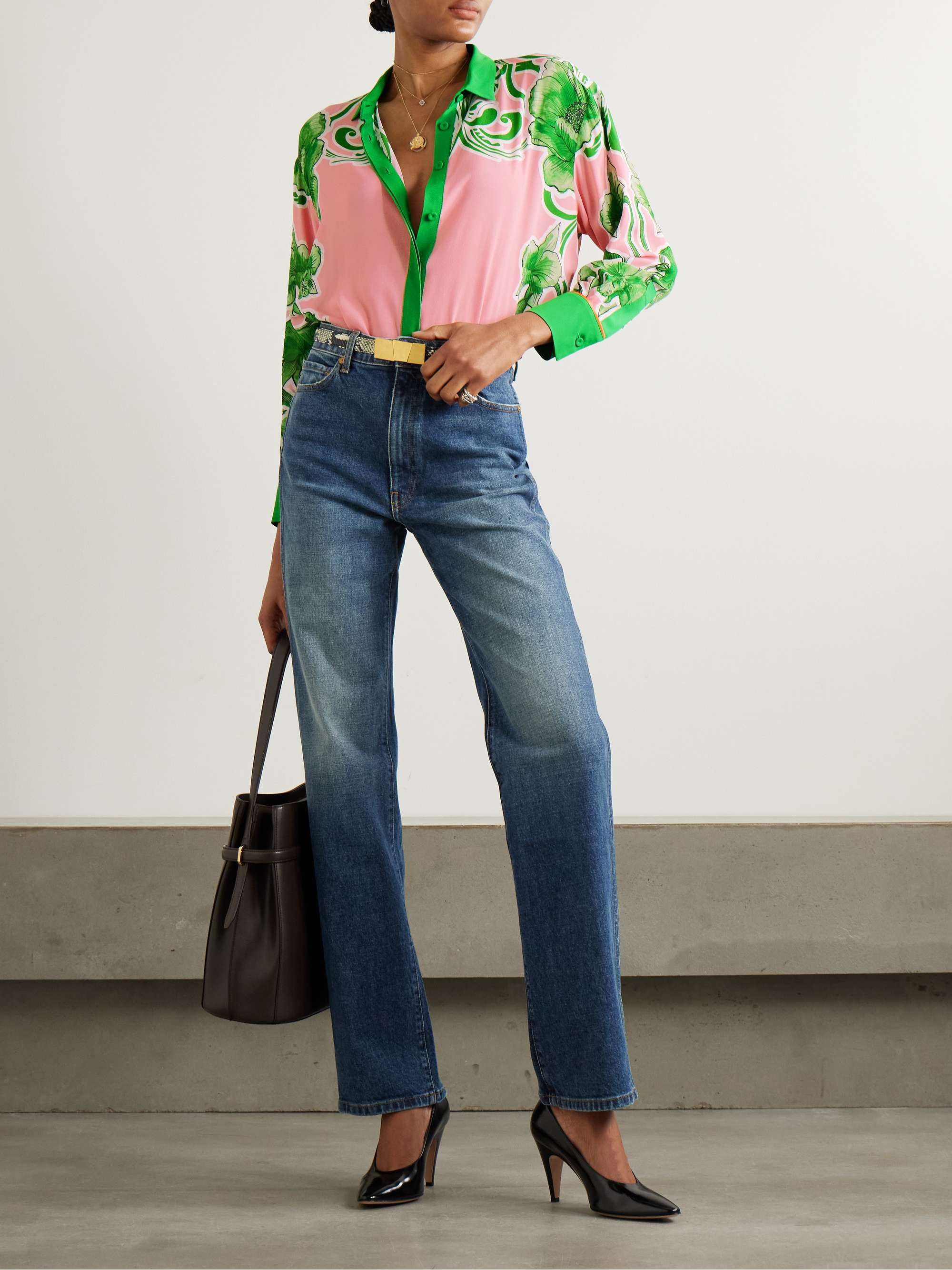 Nova floral-print crepe shirt view