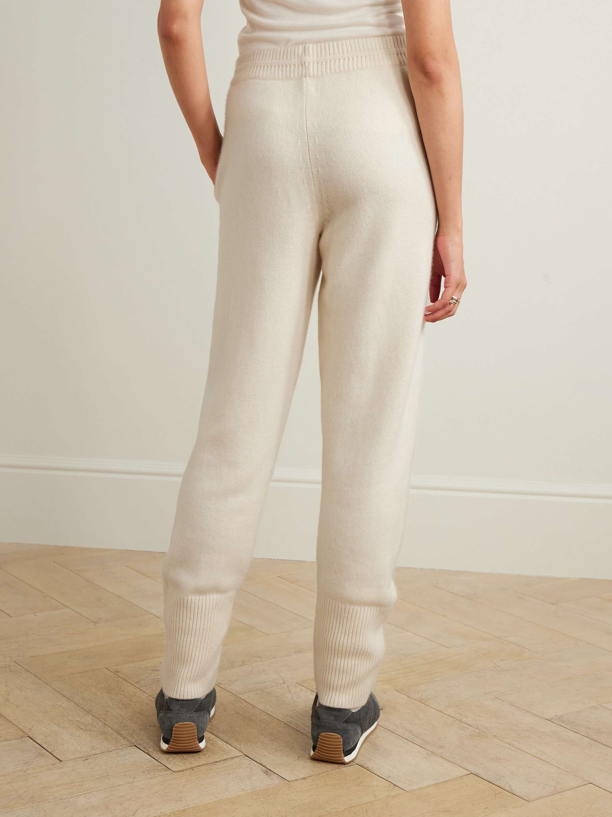 Embroidered cashmere track pants view