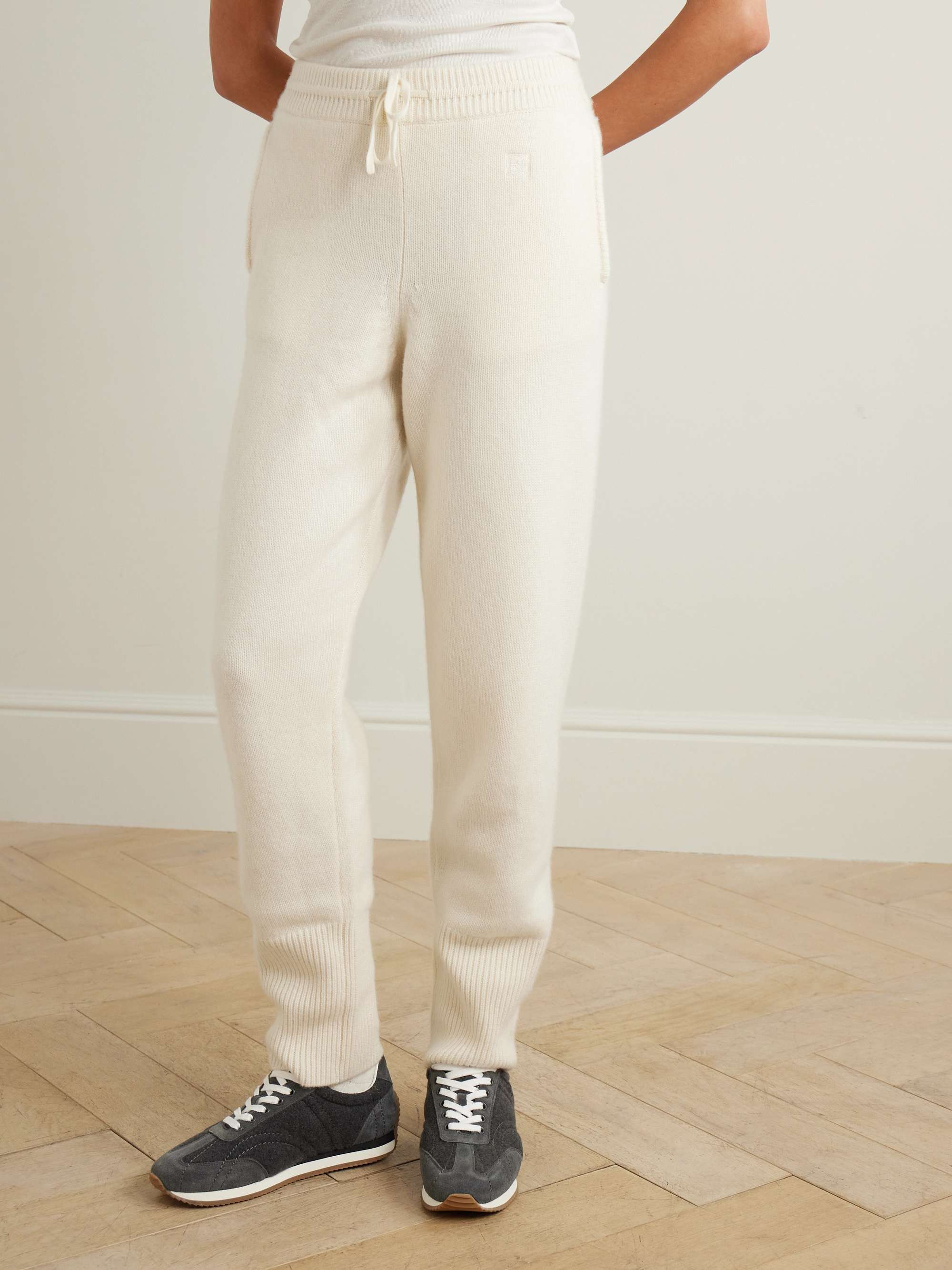 Embroidered cashmere track pants view