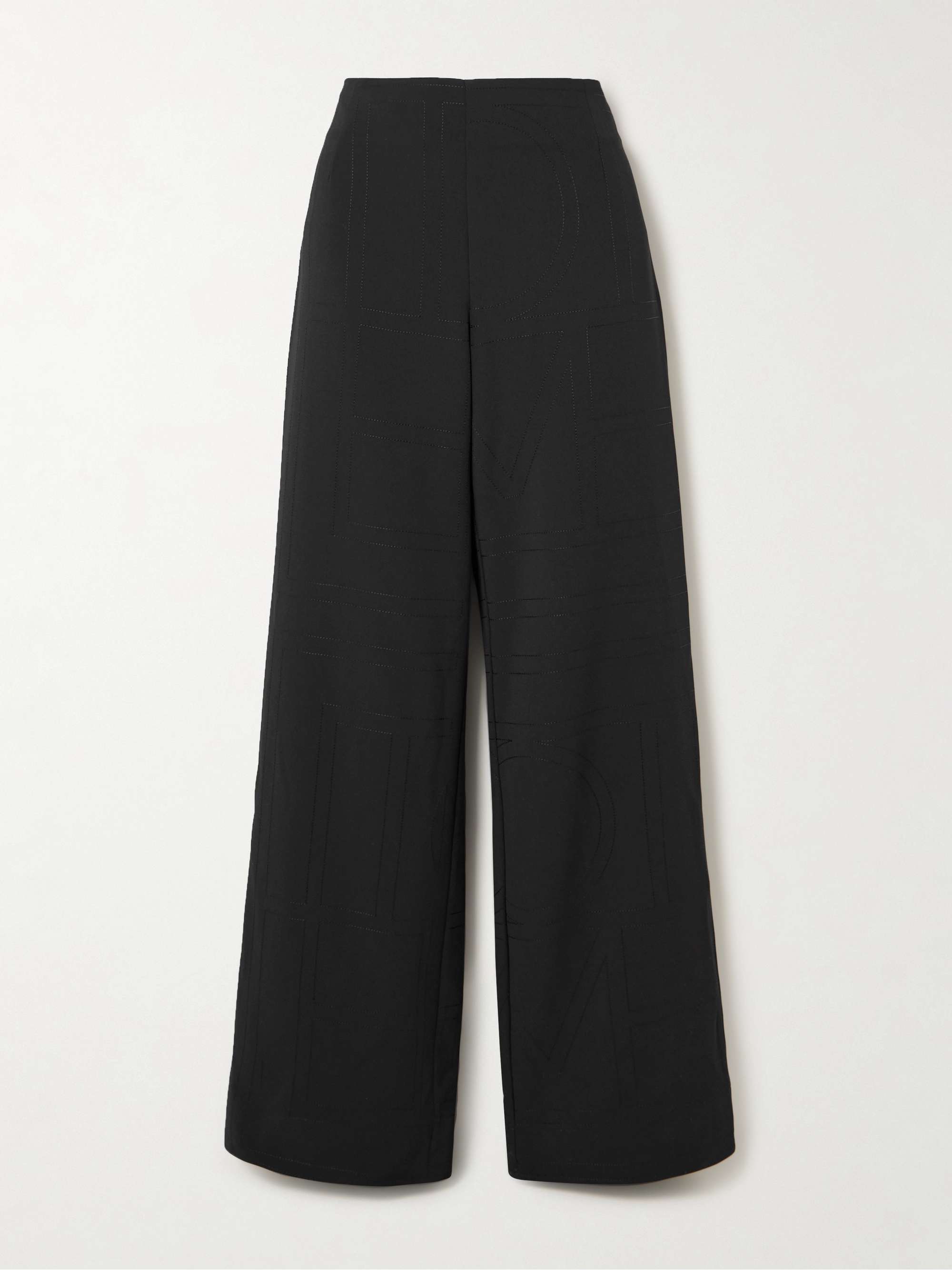 Embroidered recycled-jersey wide-leg pants view
