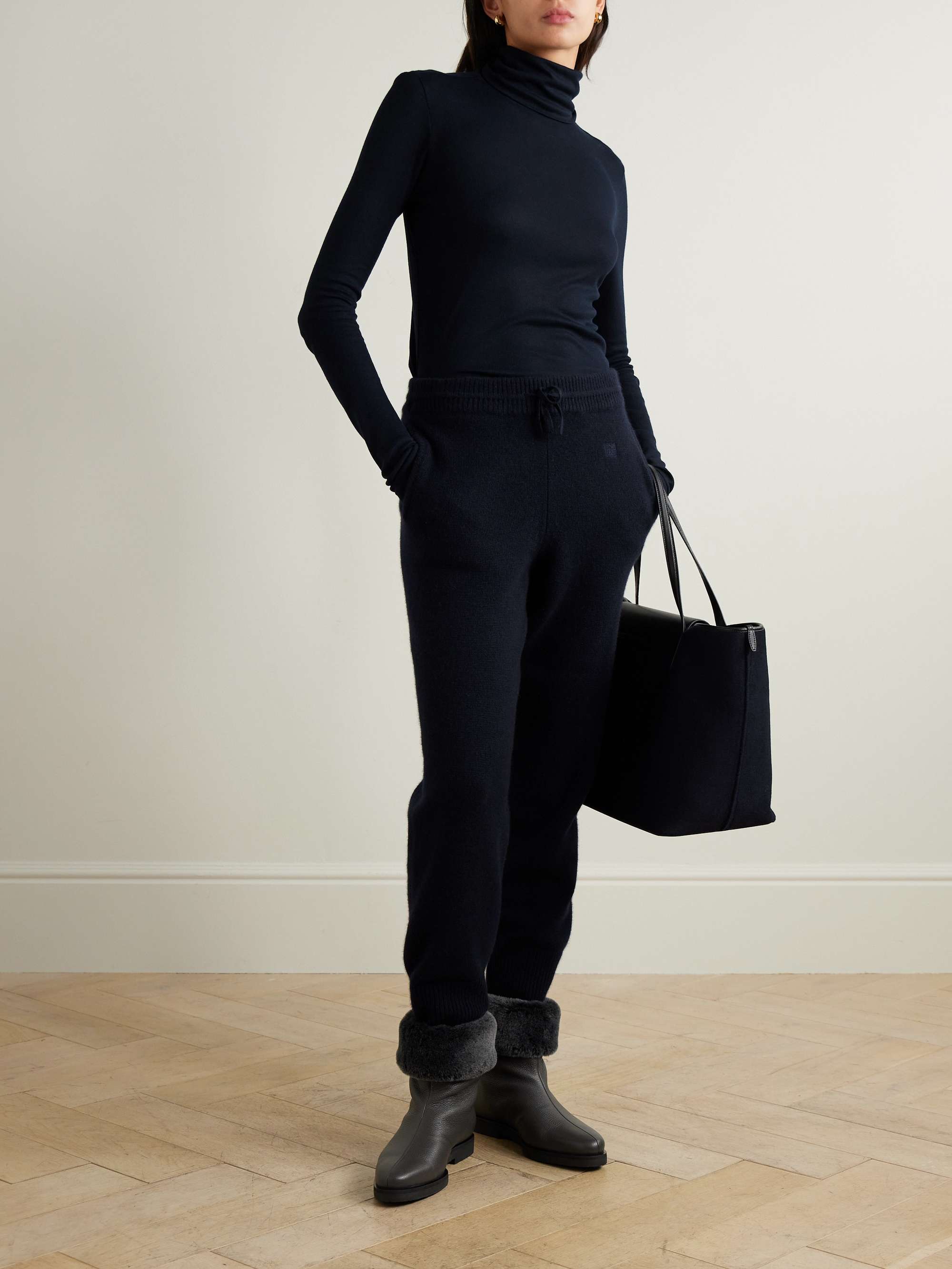 Ribbed jersey turtleneck top view