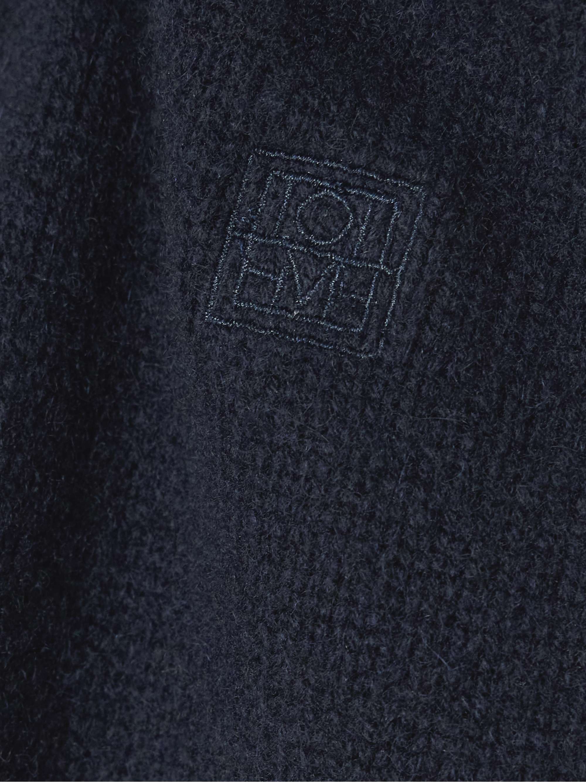 Embroidered cashmere tapered track pants view