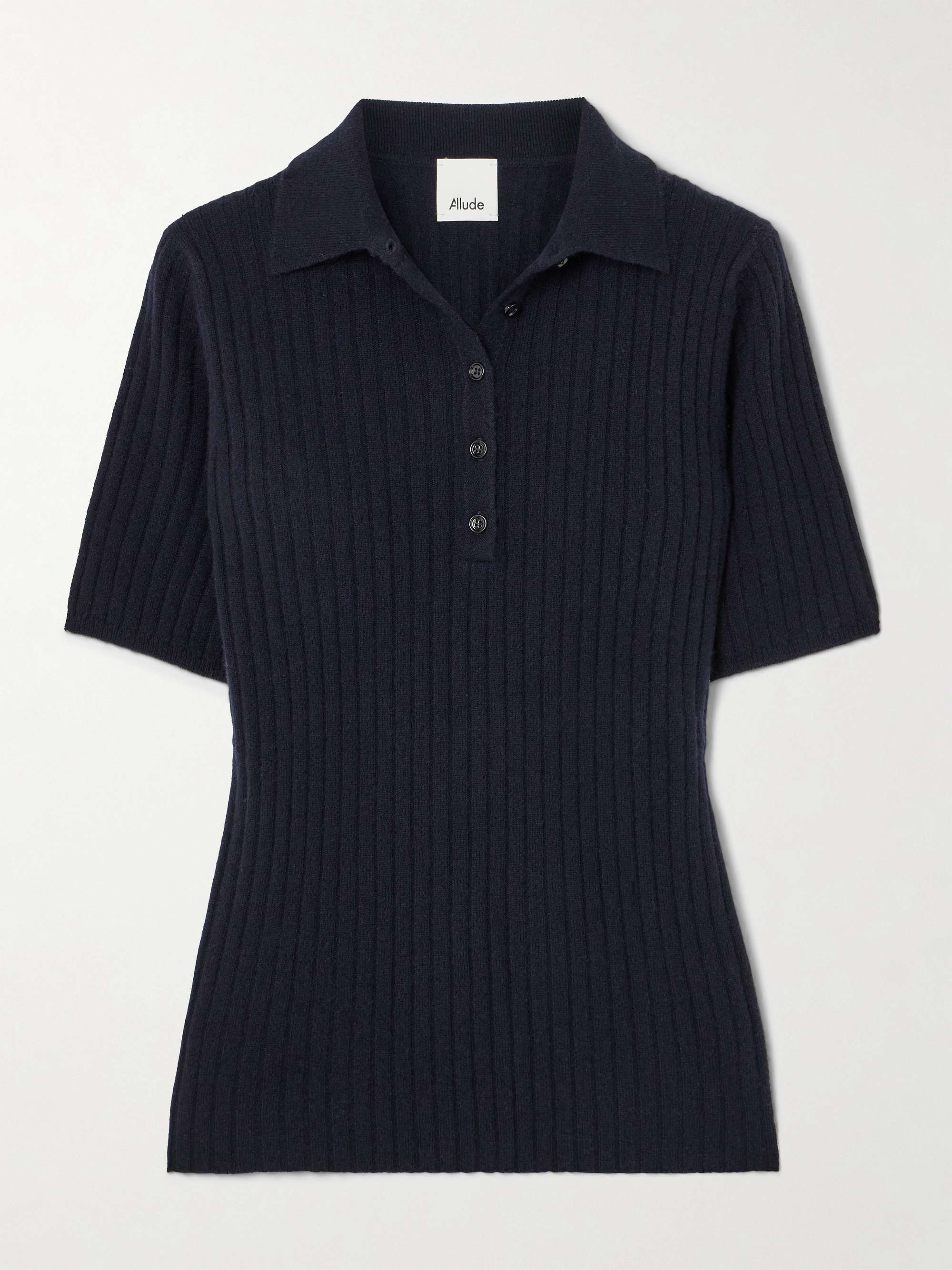 Ribbed cashmere polo shirt view