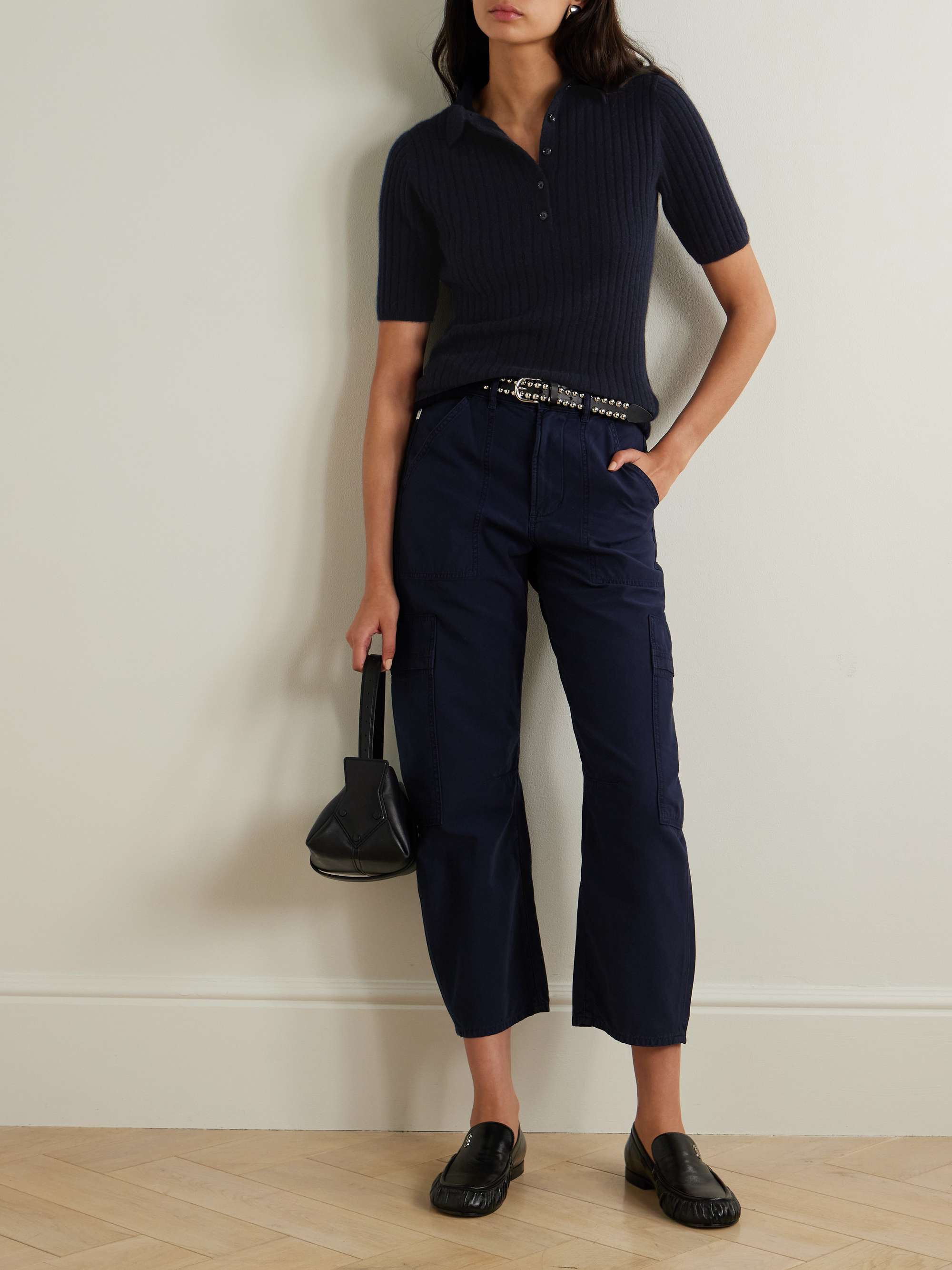 Ribbed cashmere polo shirt view