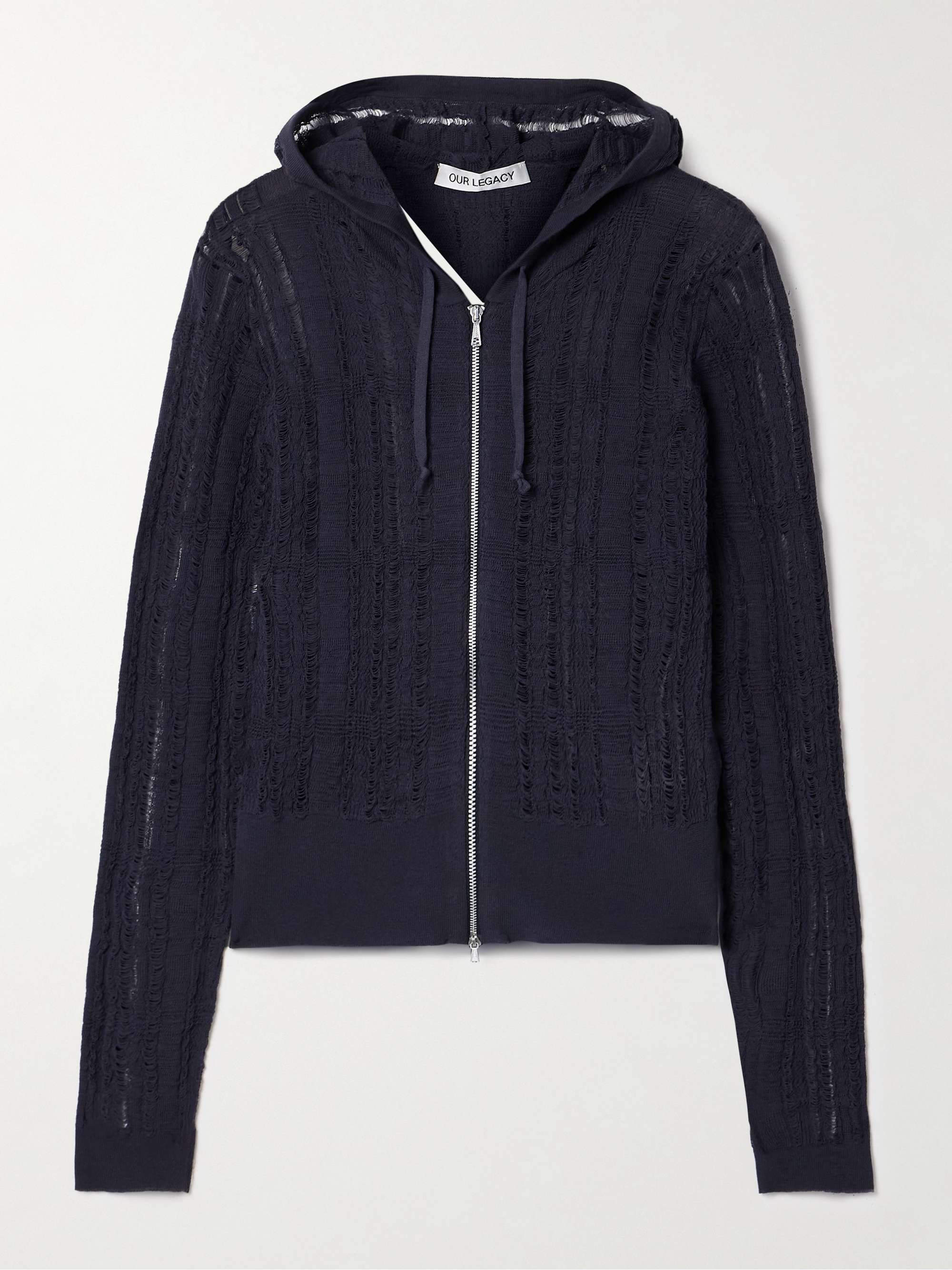 Compact distressed cotton-blend hoodie view