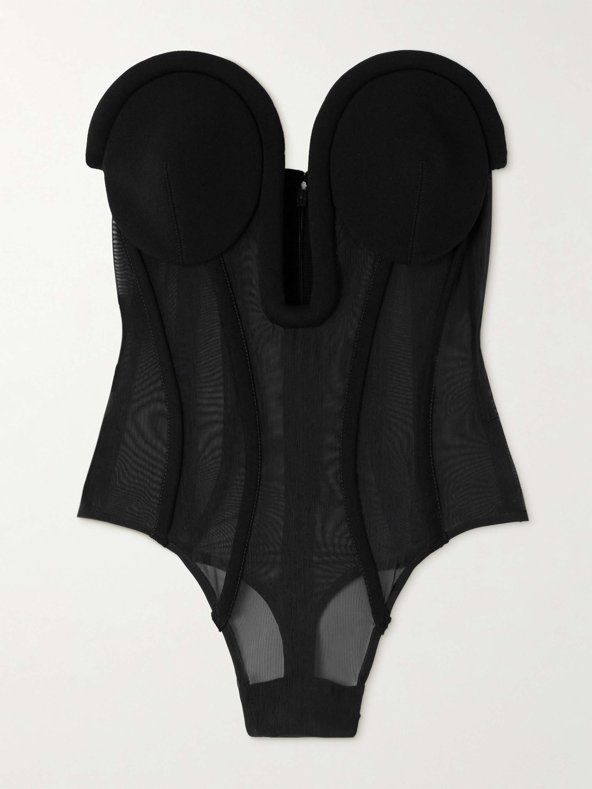 Strapless crepe-trimmed tulle corset bodysuit view