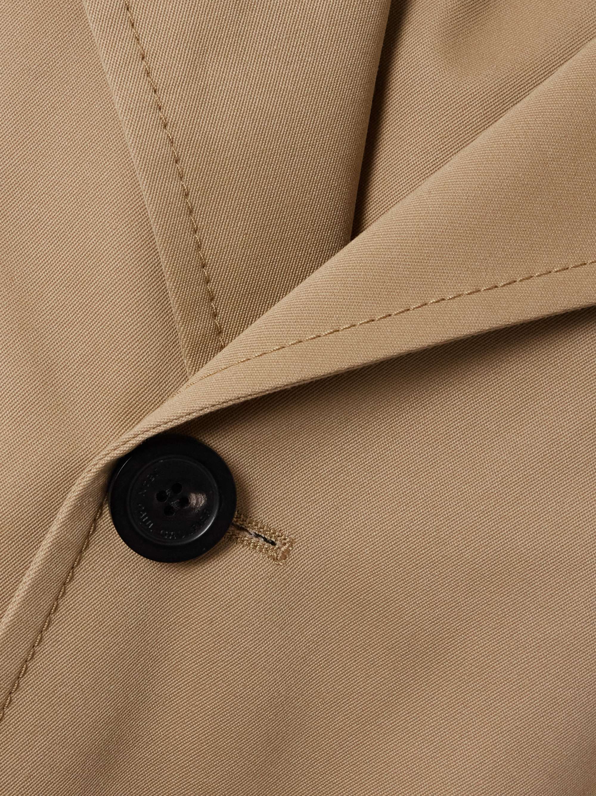 Belted layered appliquéd cotton-twill trench coat view
