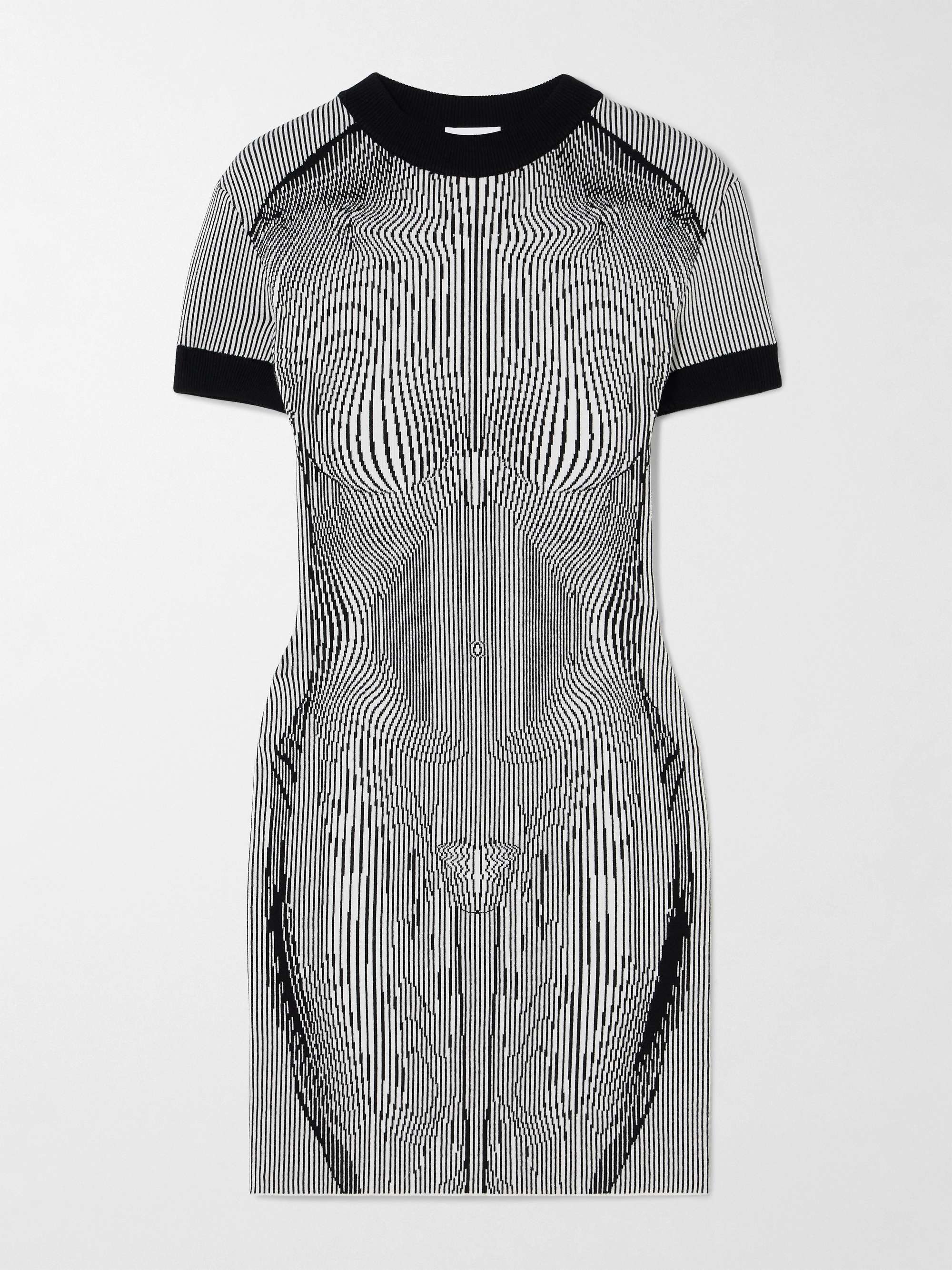 Trompe l'oeil striped jacquard-knit mini dress view