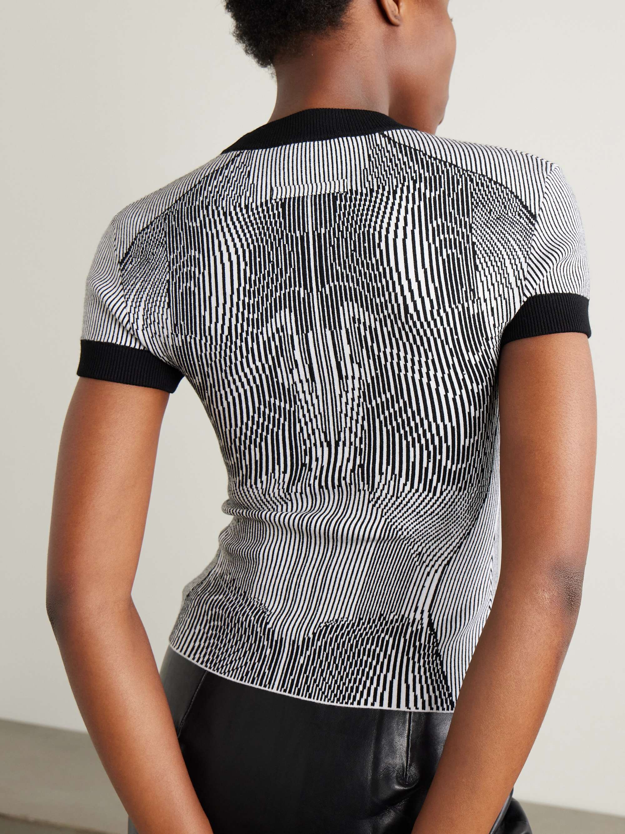 Trompe l'oeil striped jacquard-knit T-shirt view