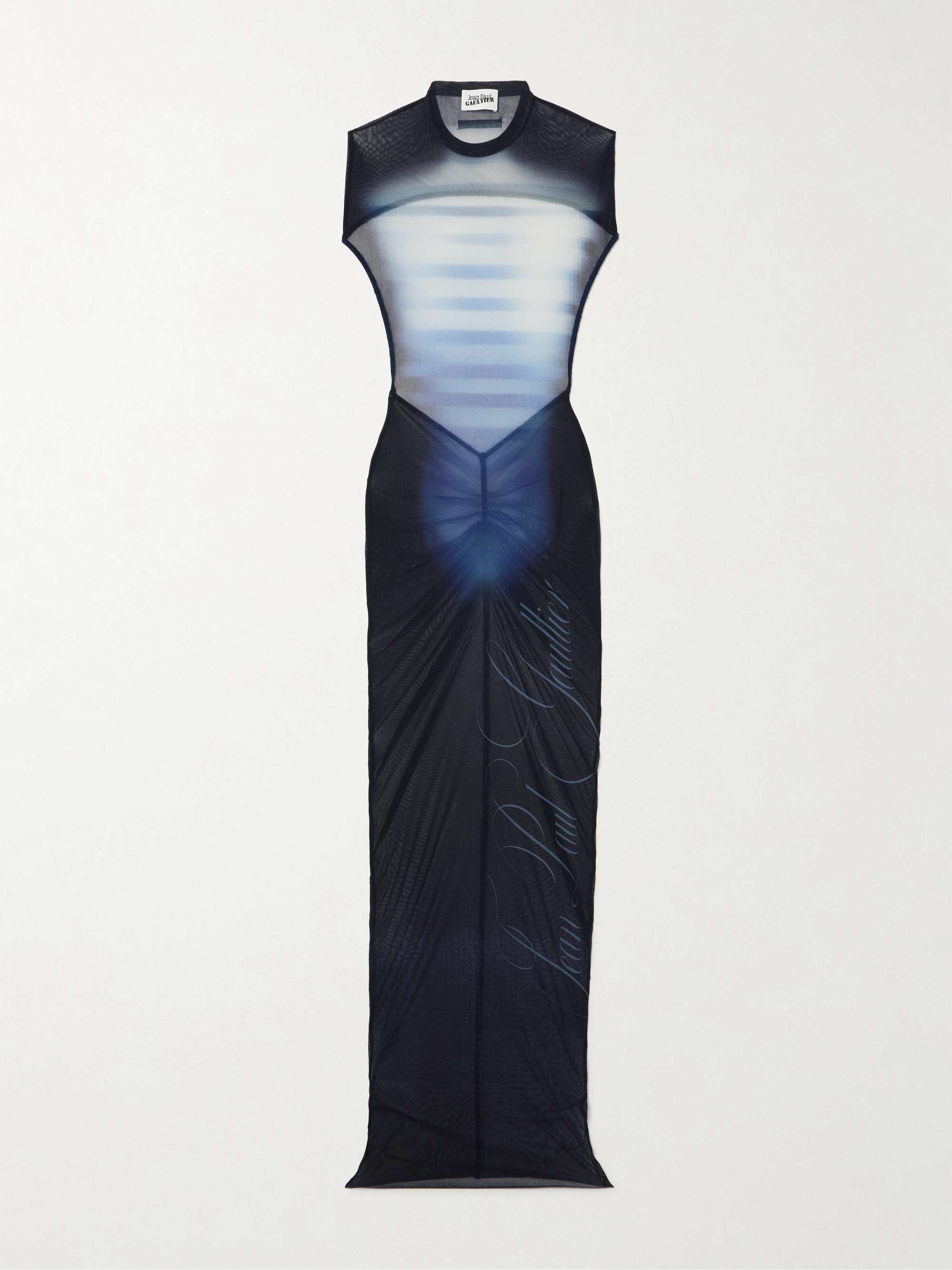Le Mâle gathered printed stretch-mesh maxi dress view