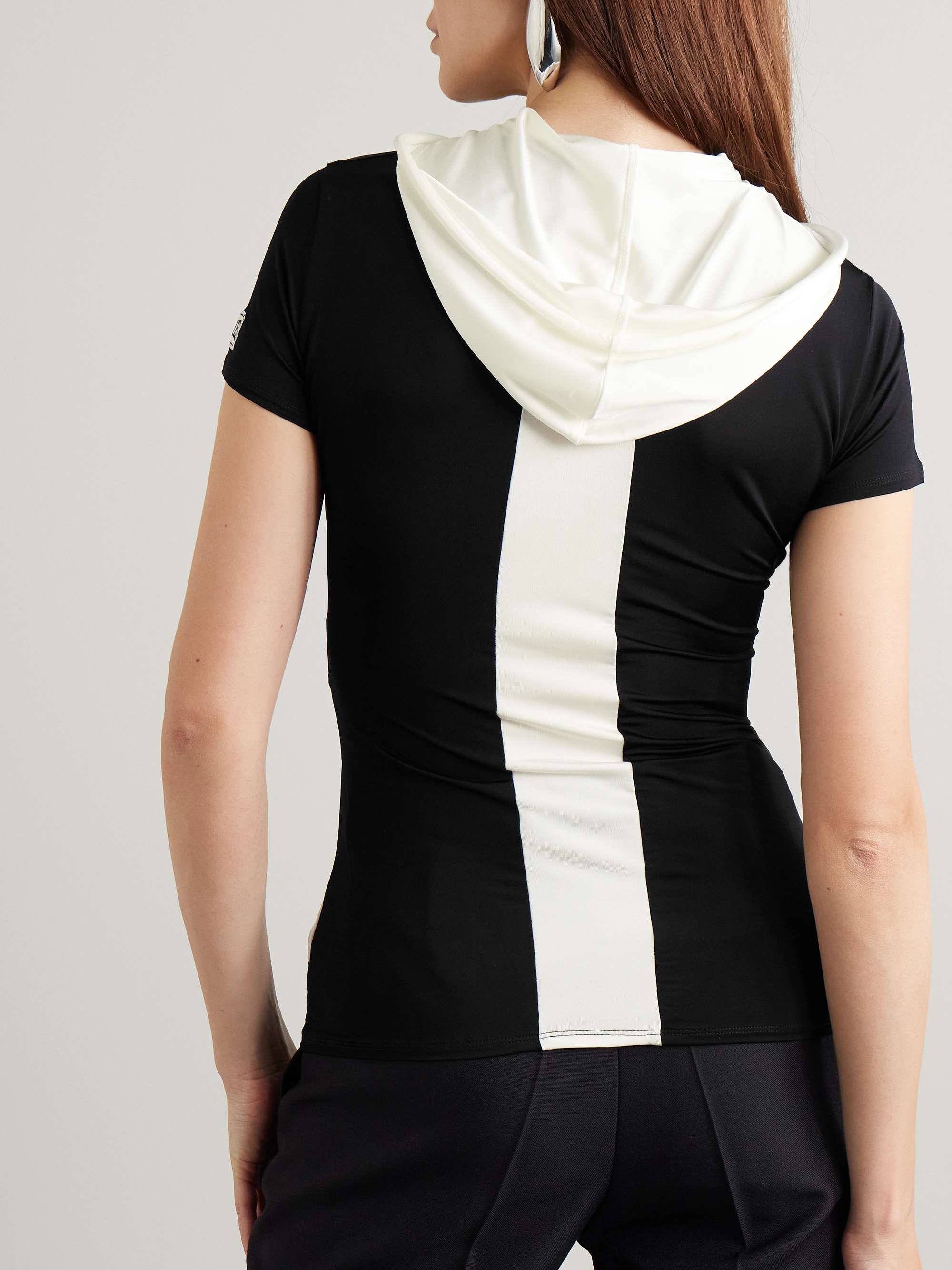 Hooded two-tone jersey half-zip T-shirt view