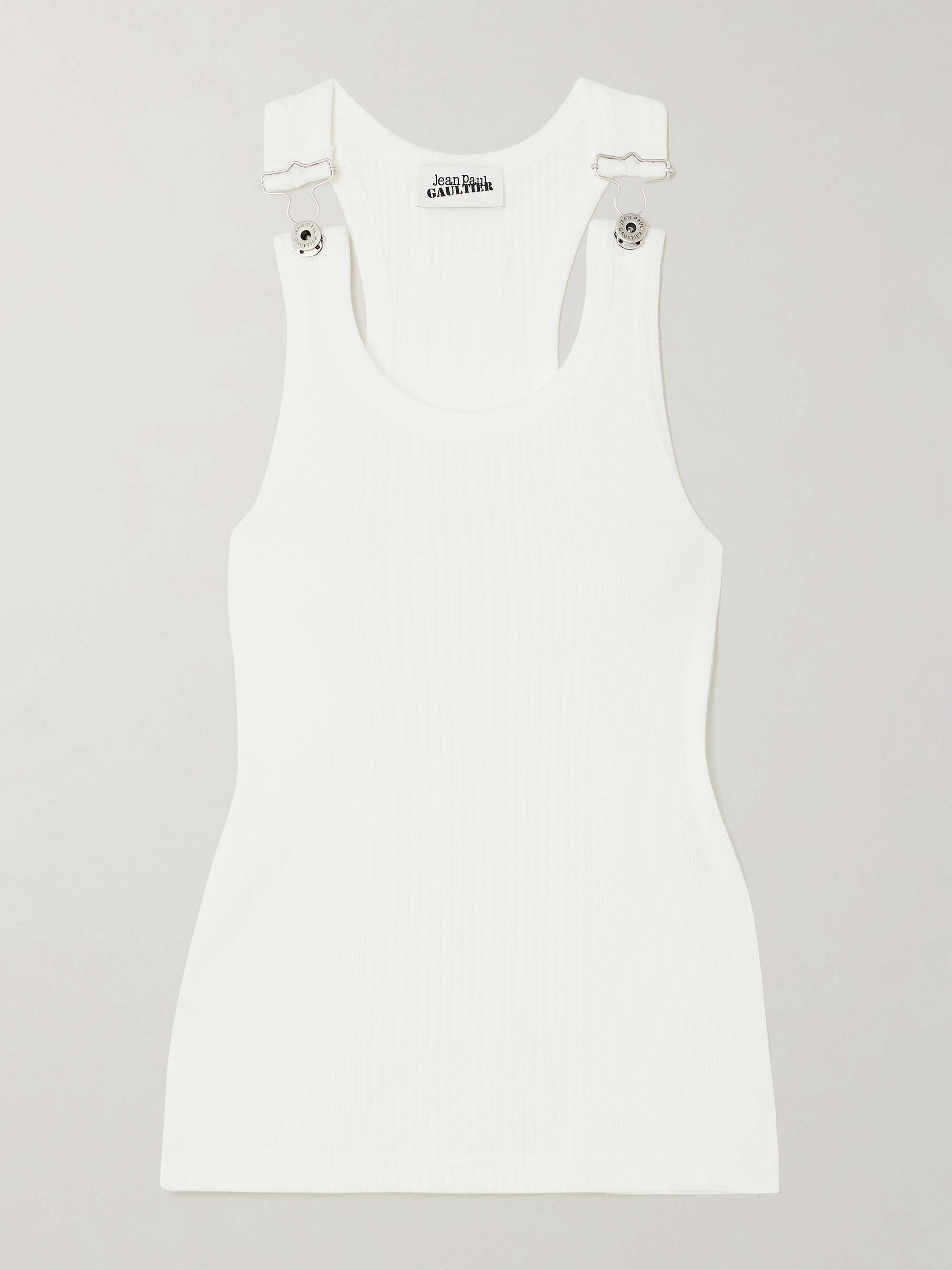 Ribbed buckled cotton tank view