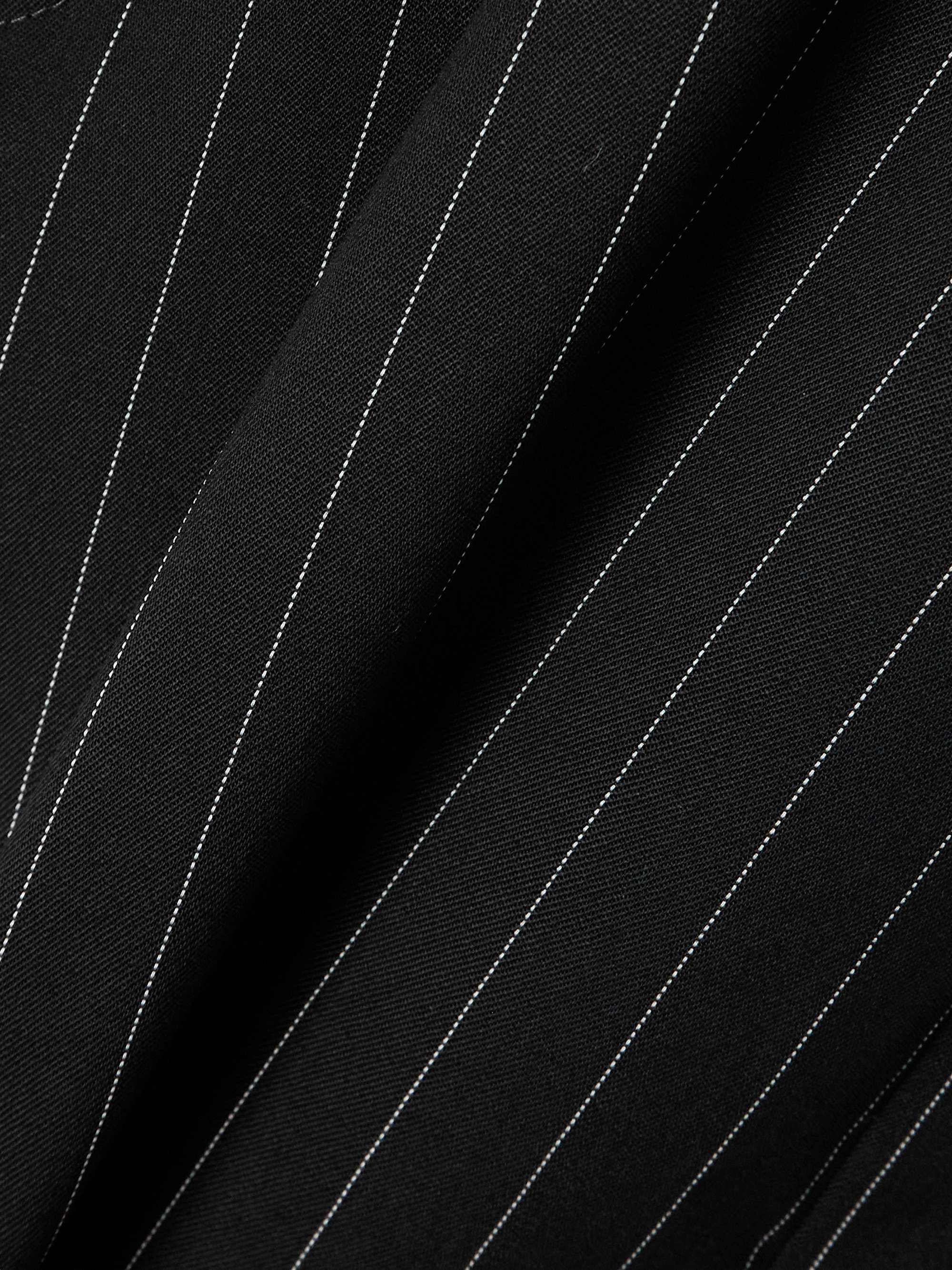 Zip-detailed belted pinstriped wool-twill wide-leg pants view