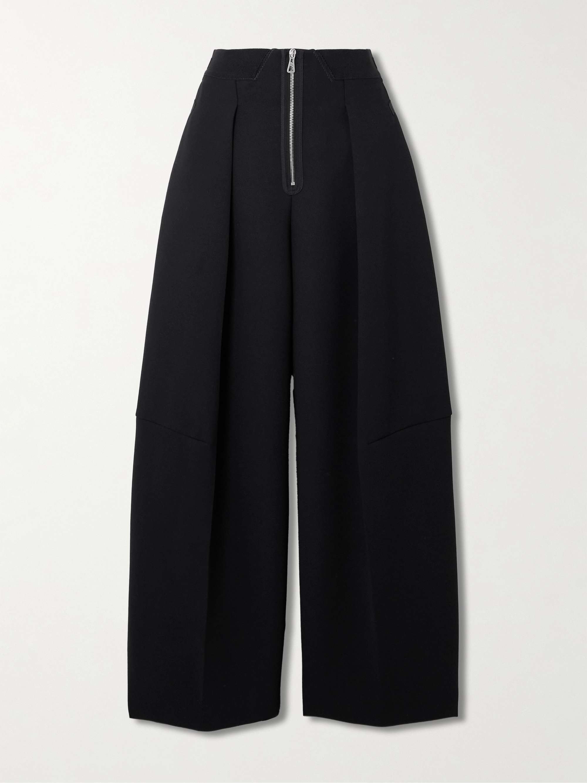 Grosgrain-trimmed pleated crepe pants view