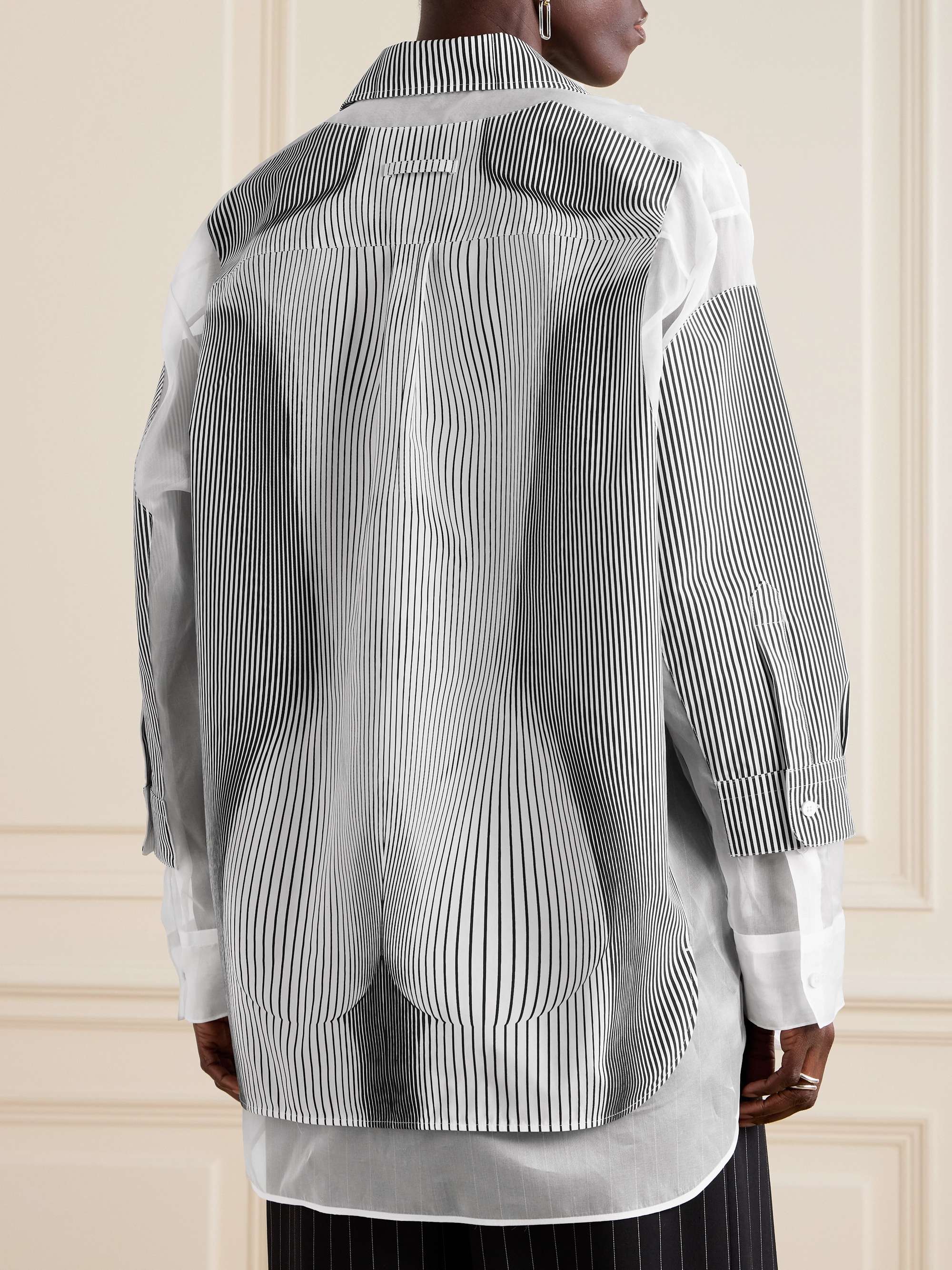 Striped poplin and silk-organza shirt view