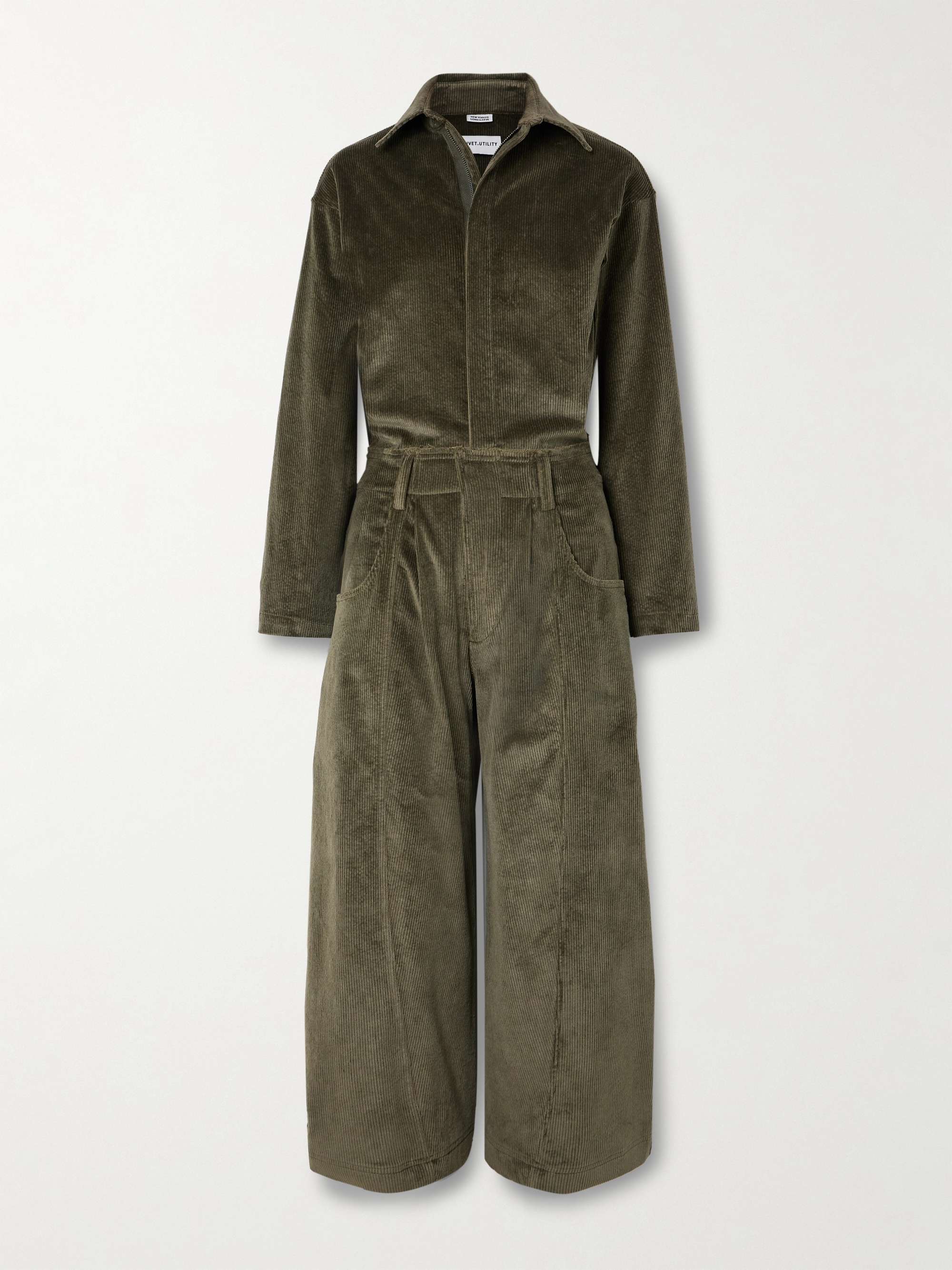 New Yorker cropped cotton-blend corduroy jumpsuit view