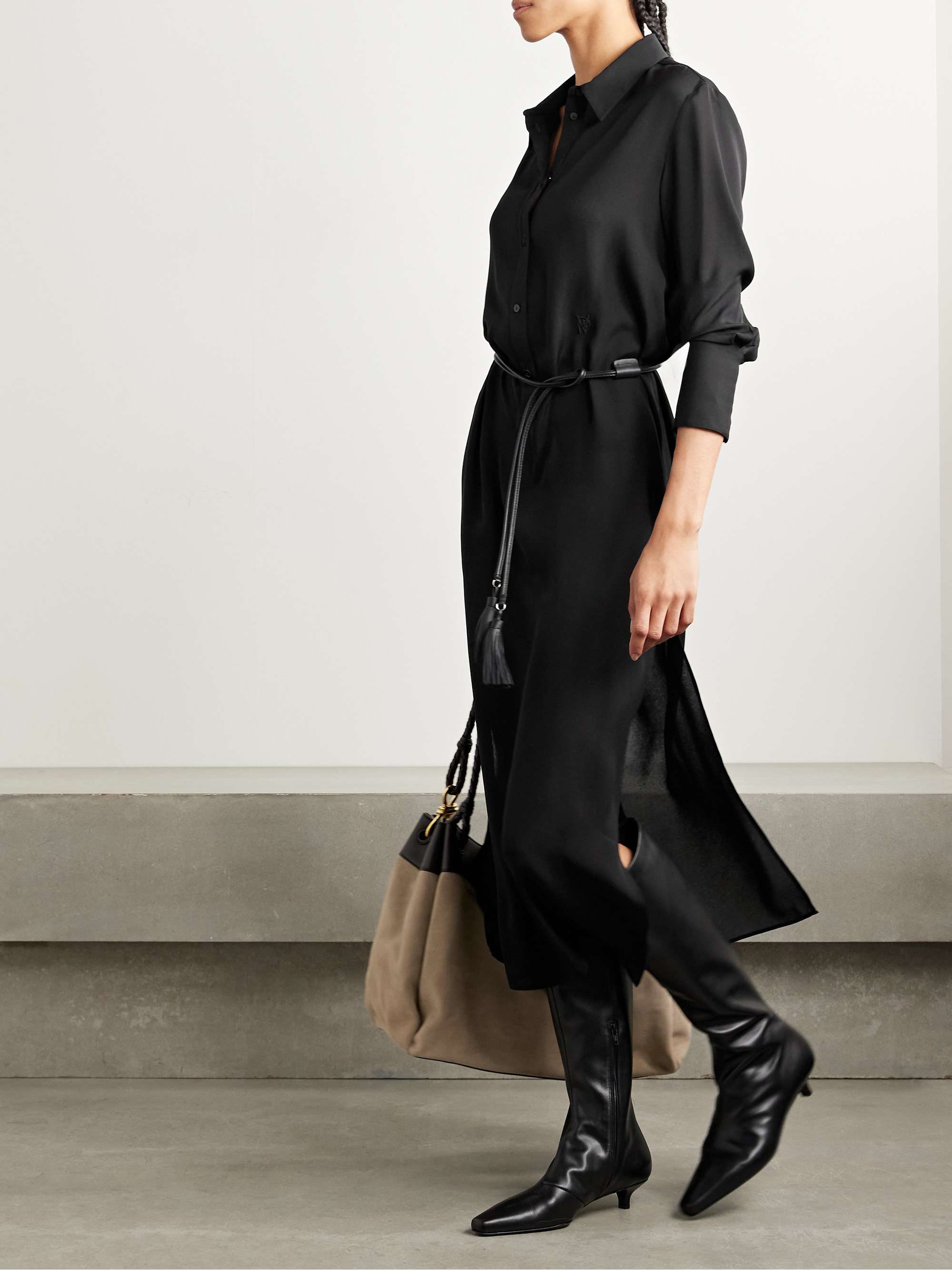 Marta silk-georgette midi shirt dress view