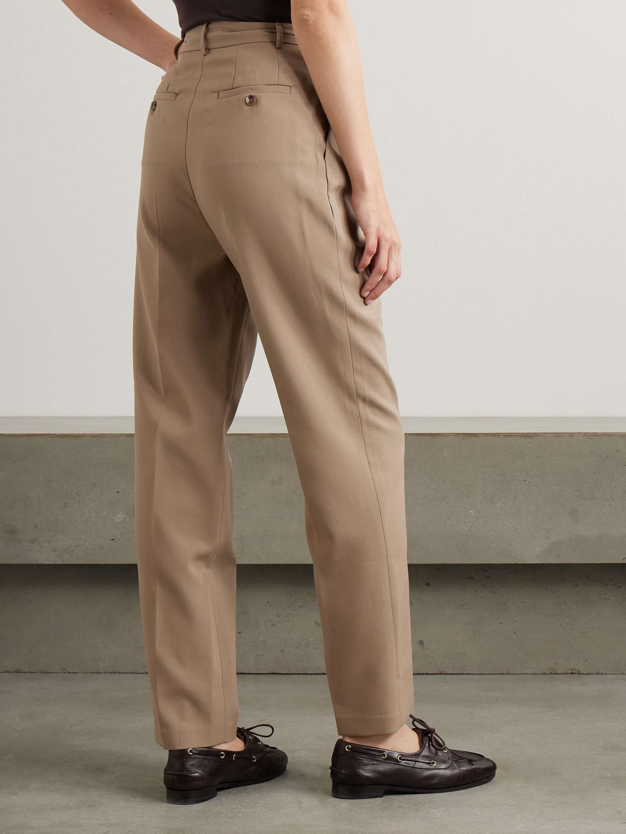 Bea pleated crepe tapered-leg pants view