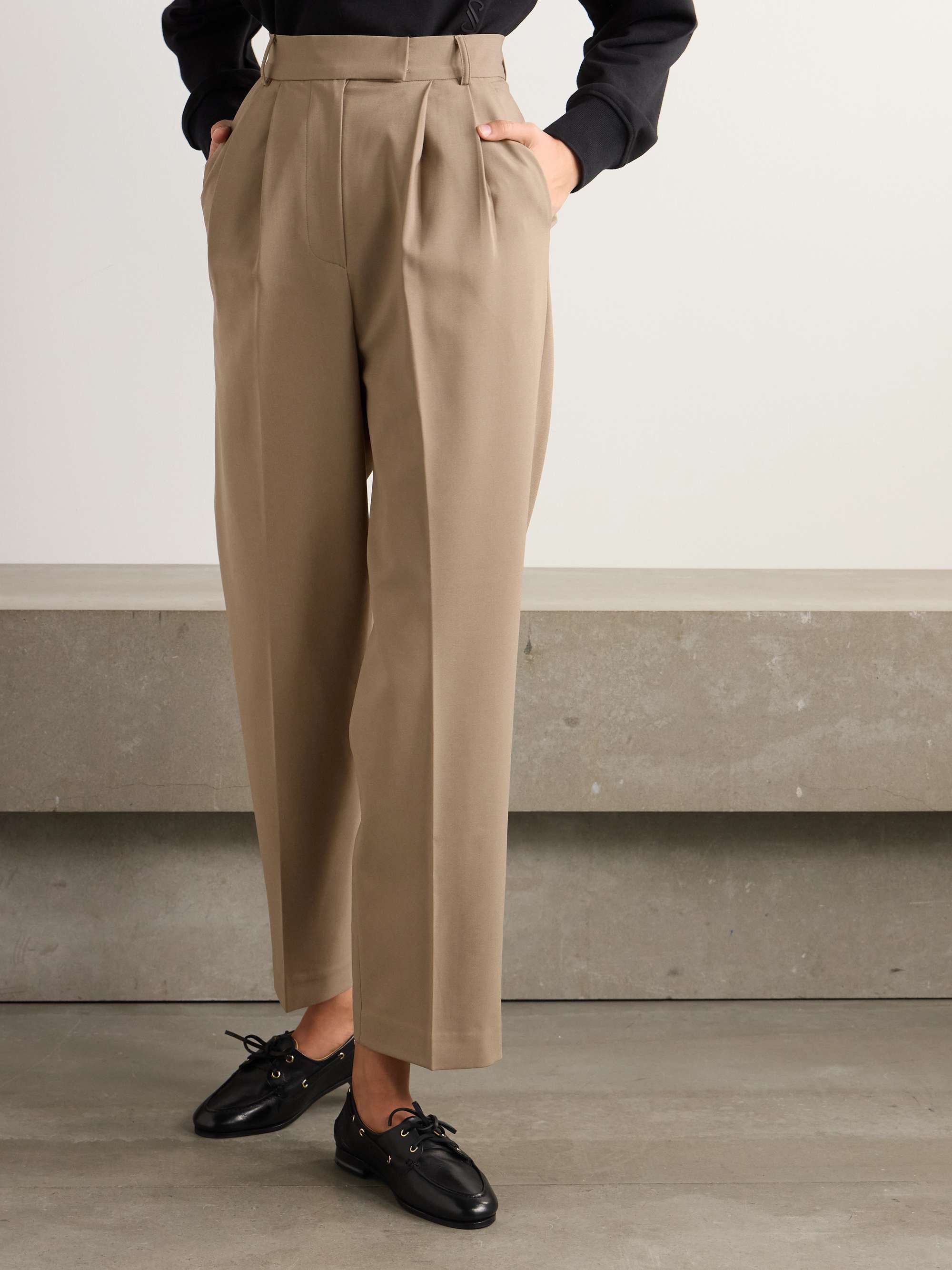Bea pleated crepe tapered-leg pants view