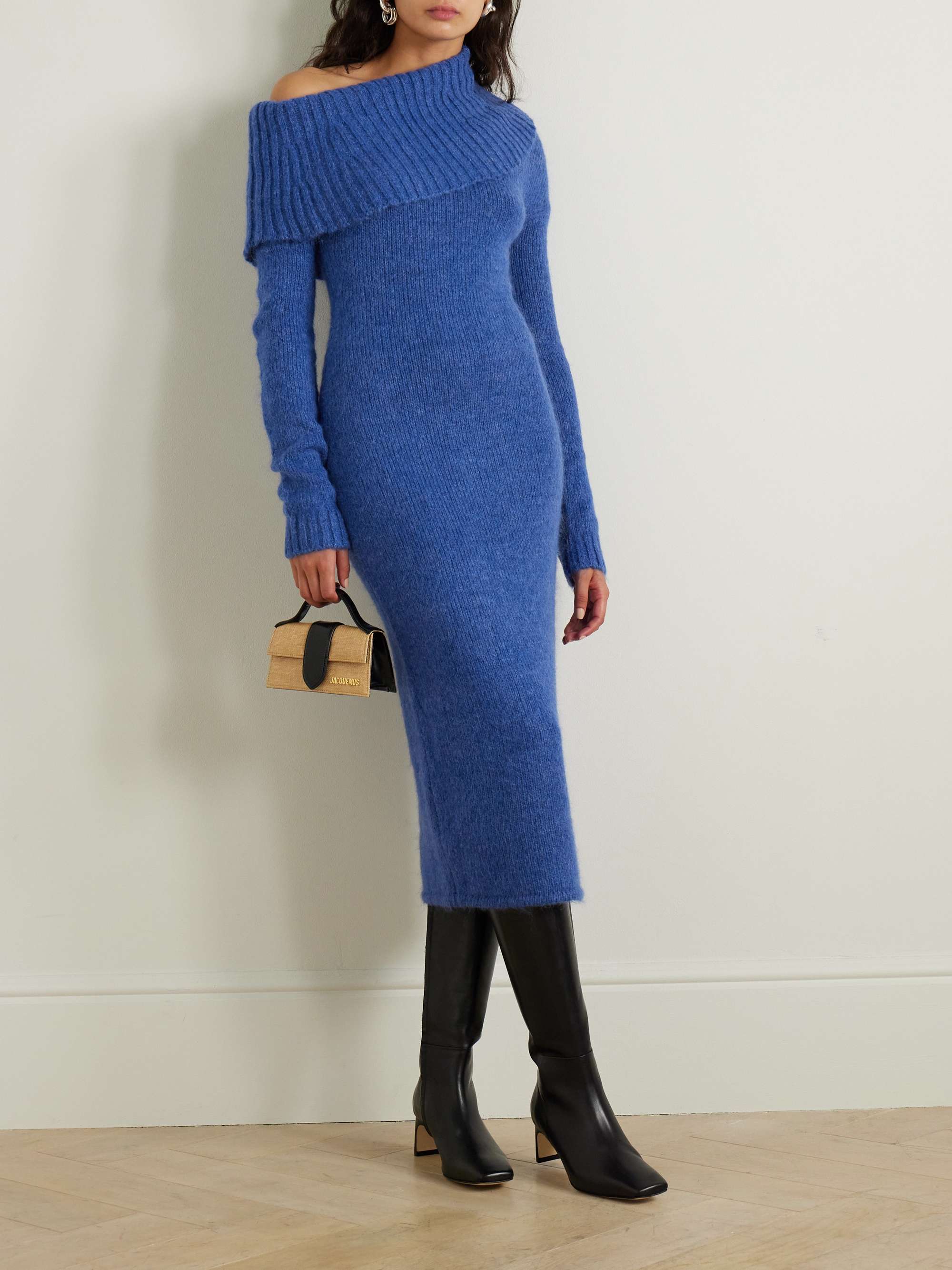 Grayson off-the-shoulder recycled knitted midi dress view