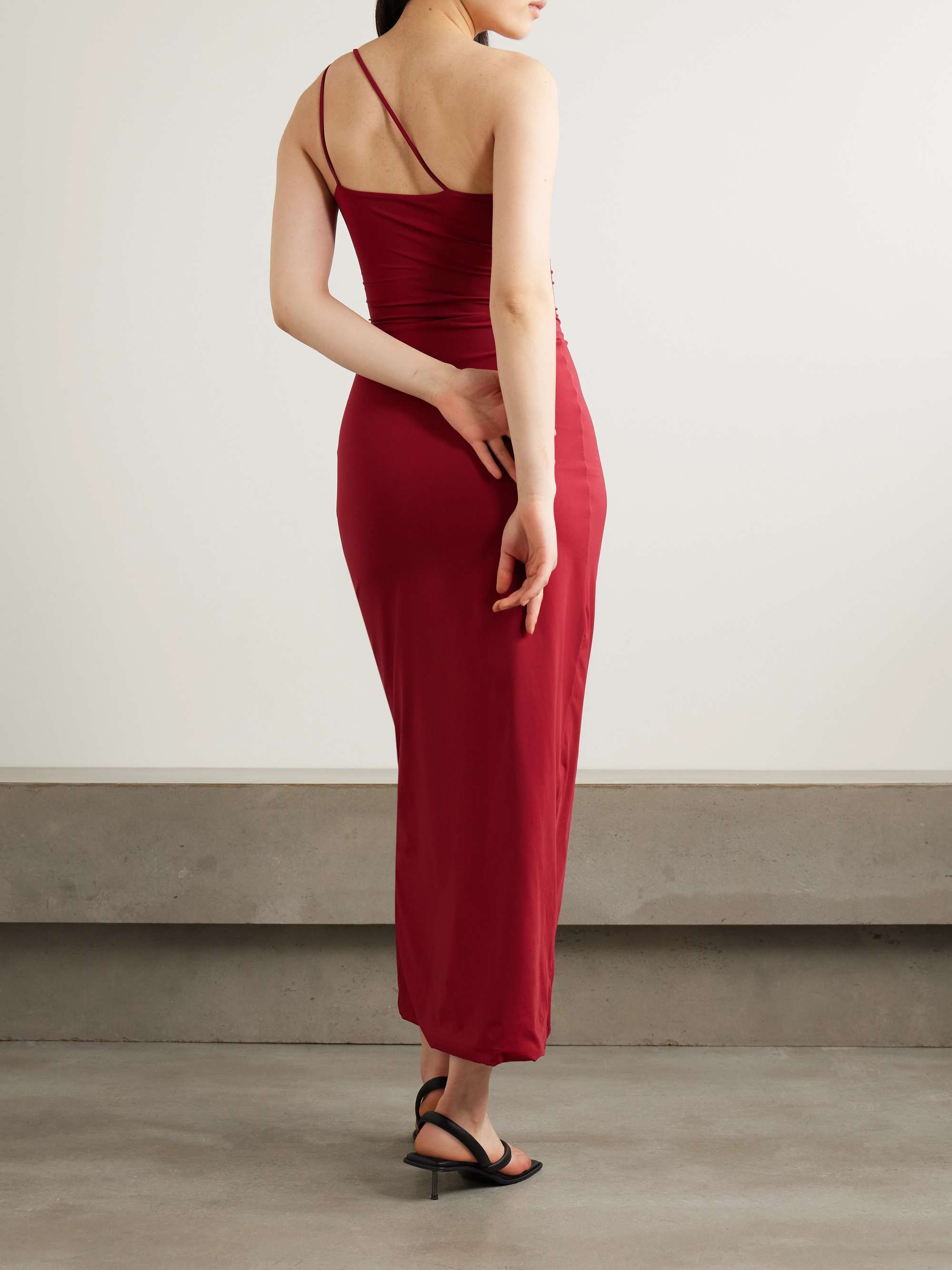Celosía one-shoulder appliquéd stretch-jersey midi dress view