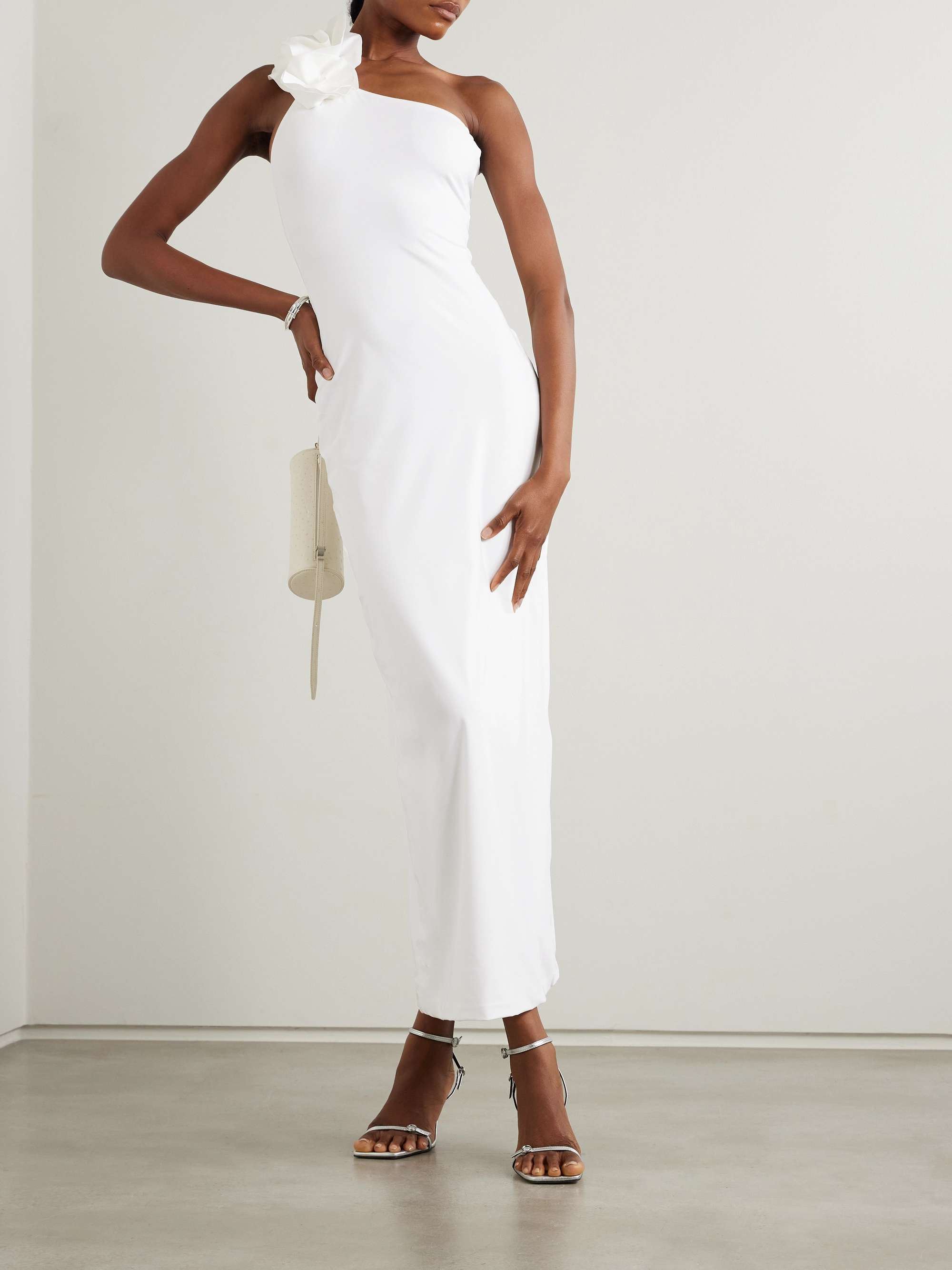 Adda one-shoulder appliquéd stretch-jersey maxi dress view