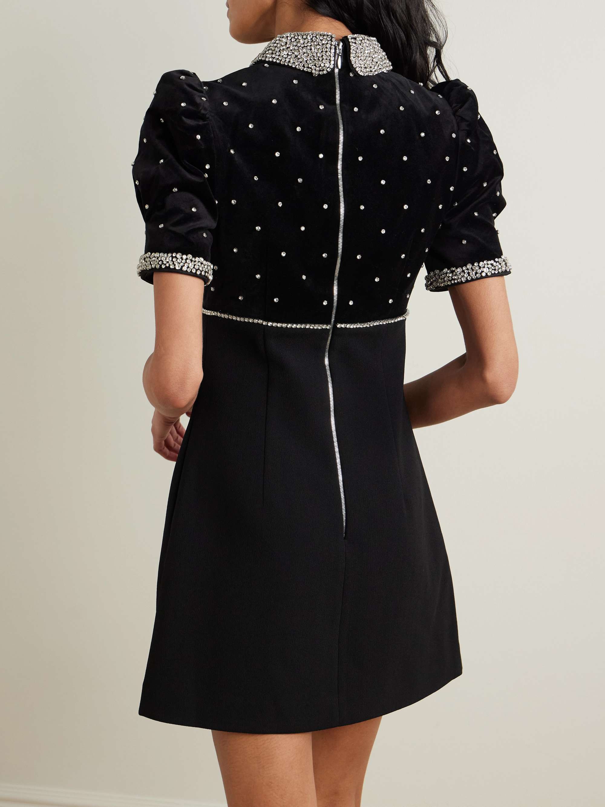 Giovanna crystal-embellished velvet and crepe mini dress view