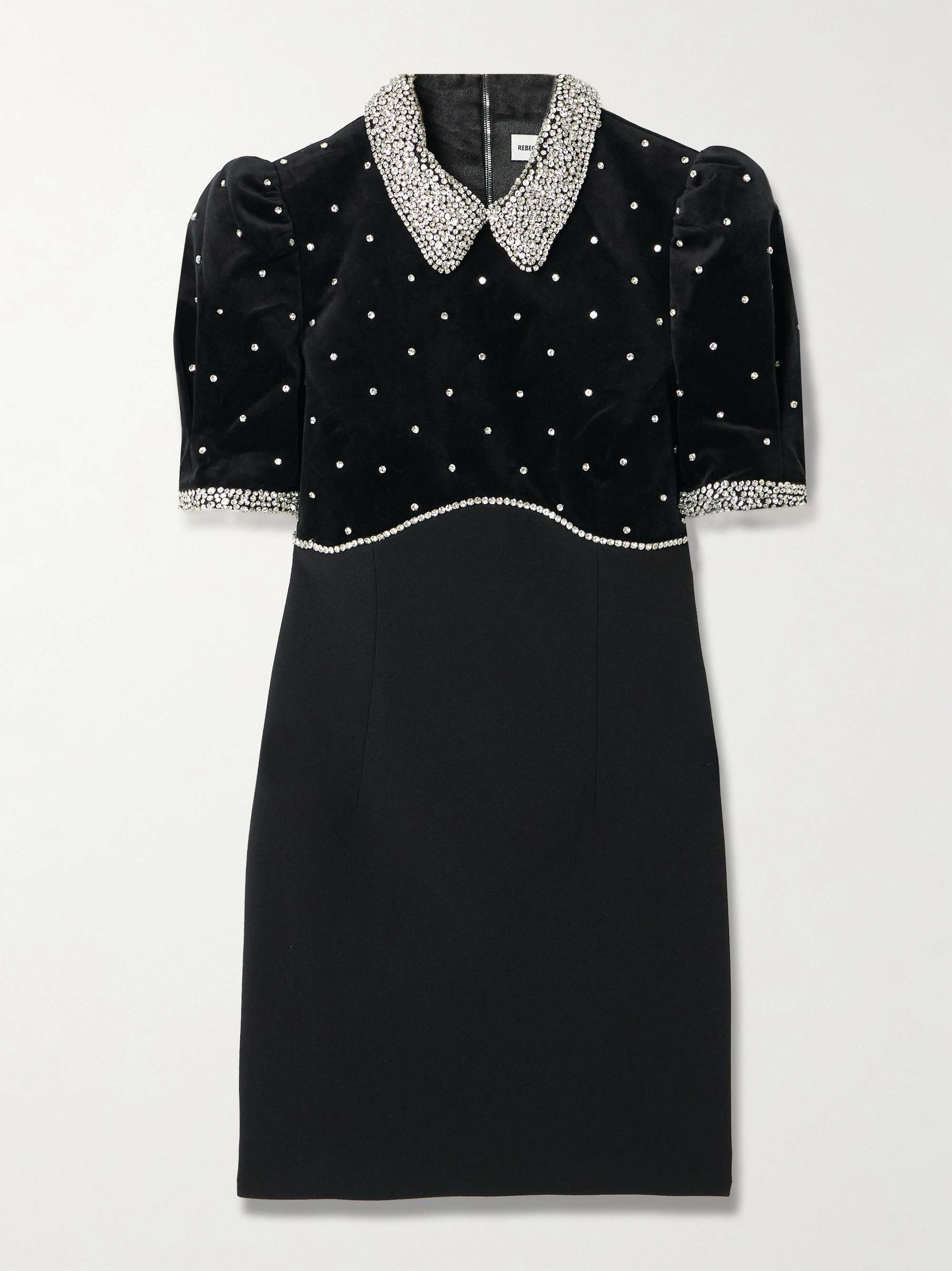 Giovanna crystal-embellished velvet and crepe mini dress view