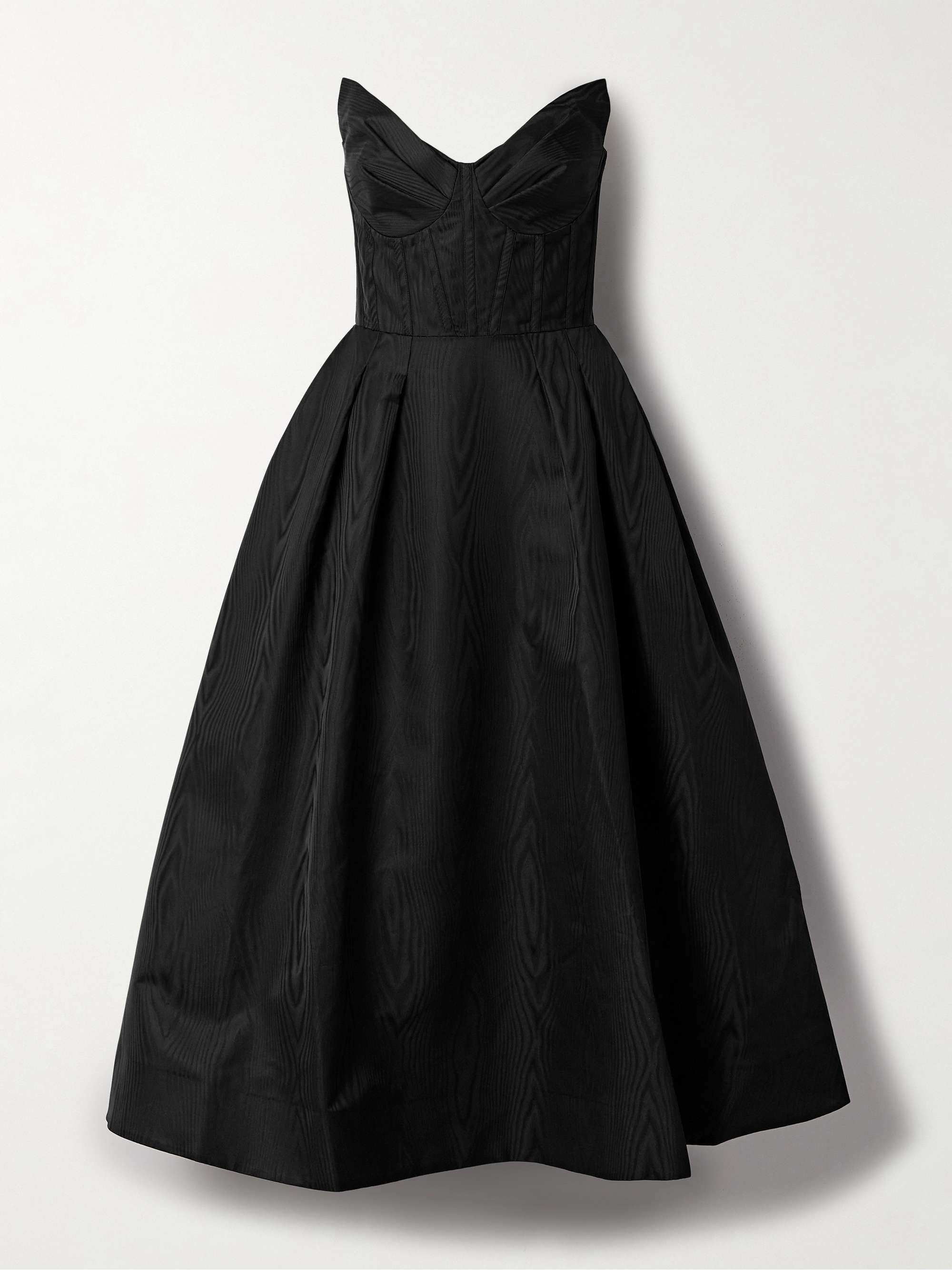 Luiza strapless pleated moire midi dress view