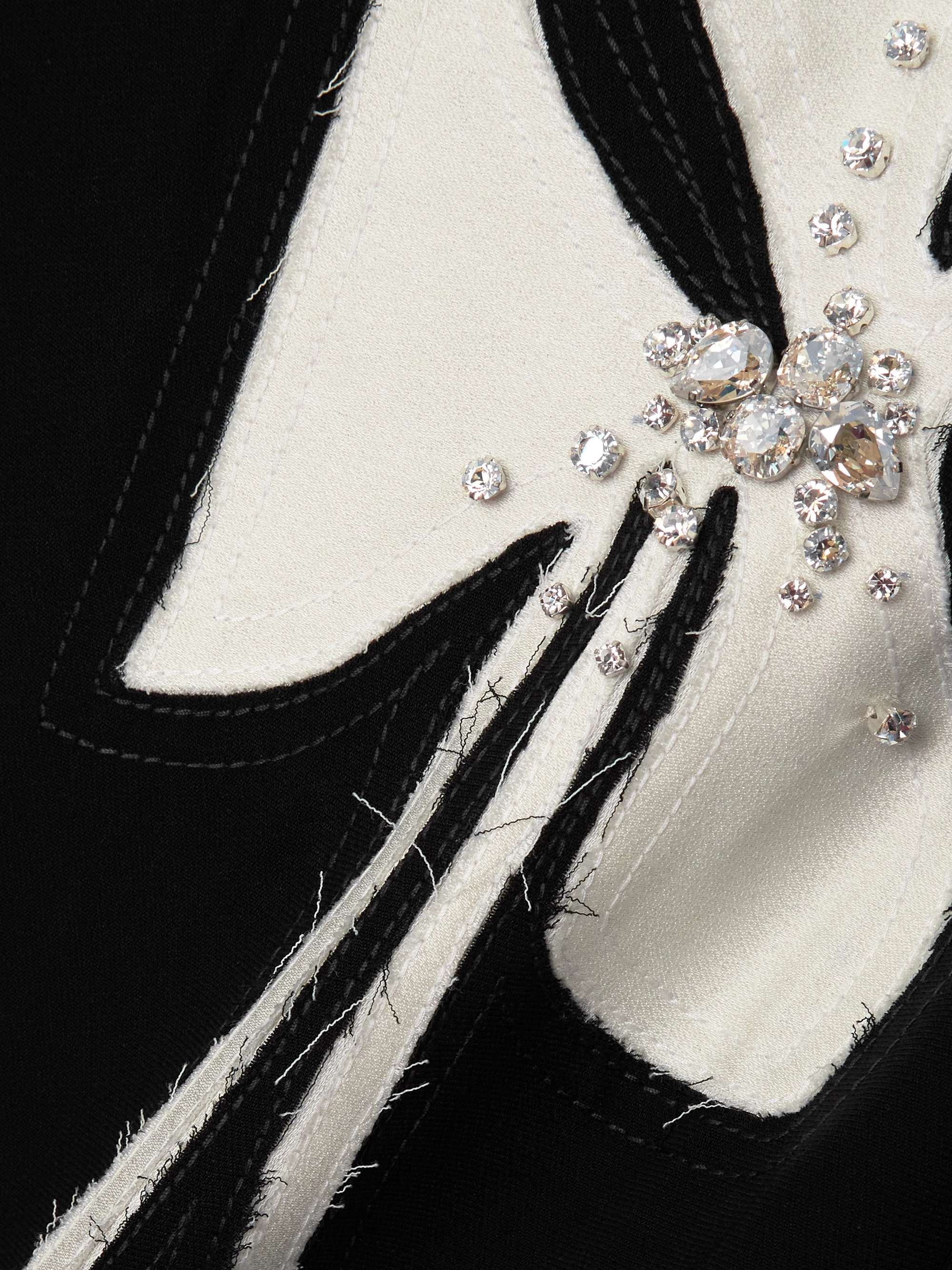 Crystal-embellished appliquéd silk-blend crepe gown view