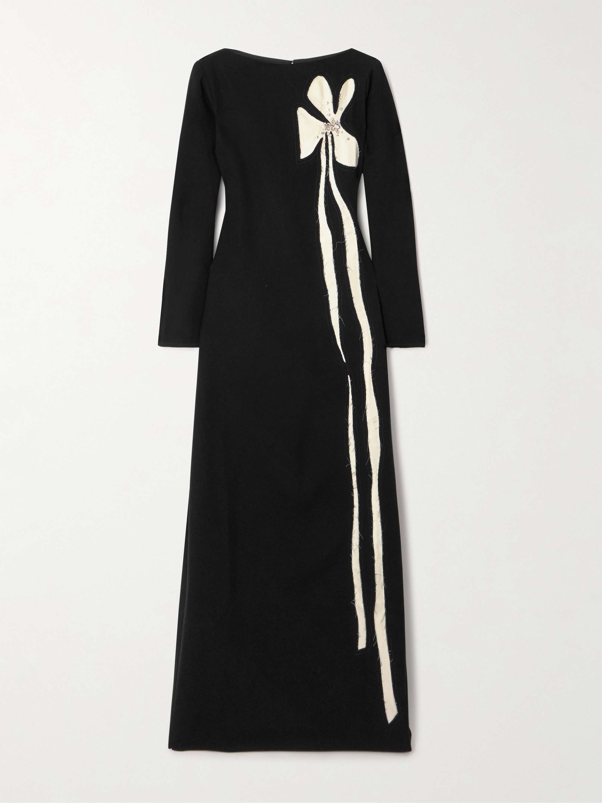 Crystal-embellished appliquéd silk-blend crepe gown view