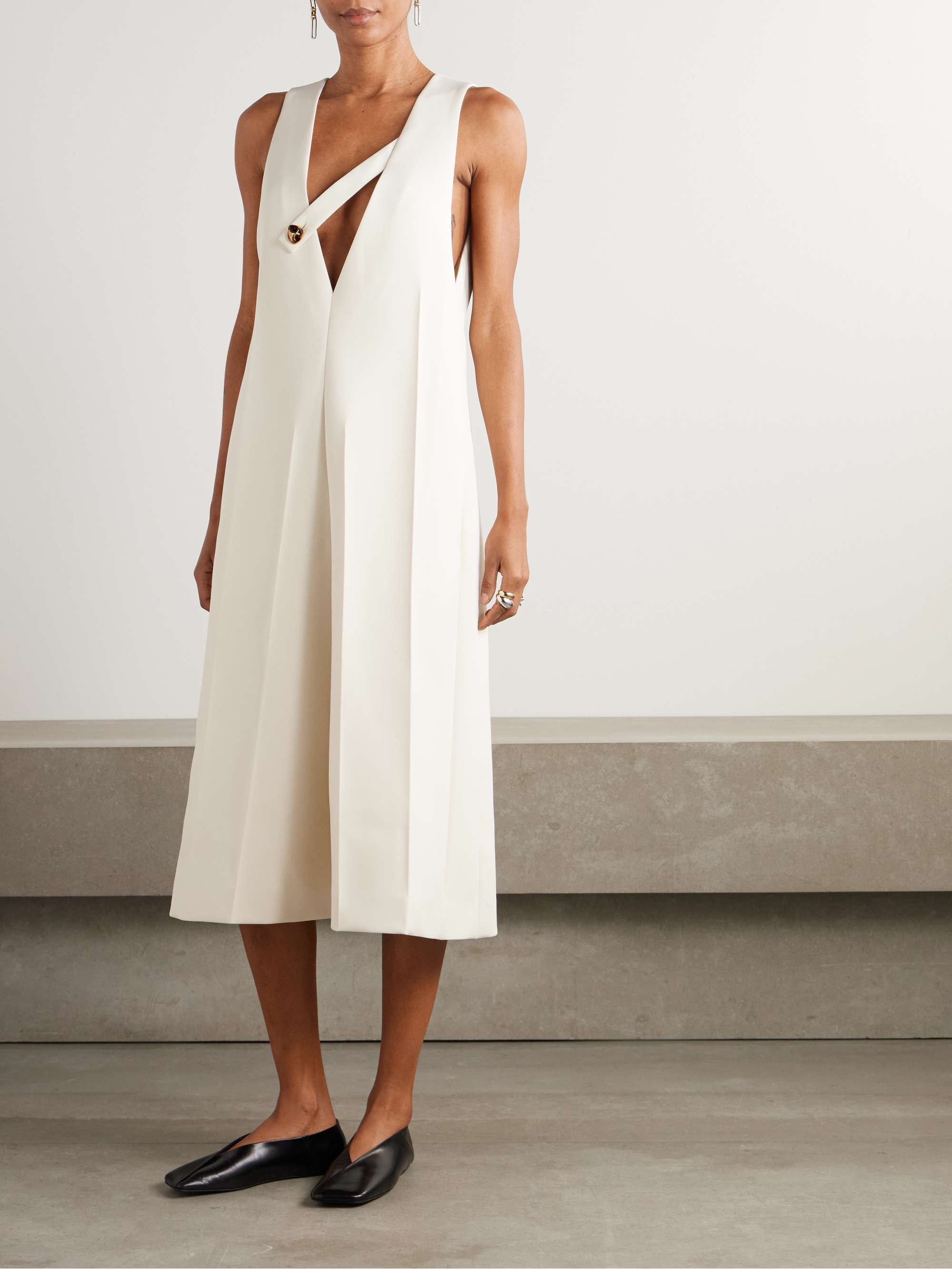 Embellished wool-blend midi dress view