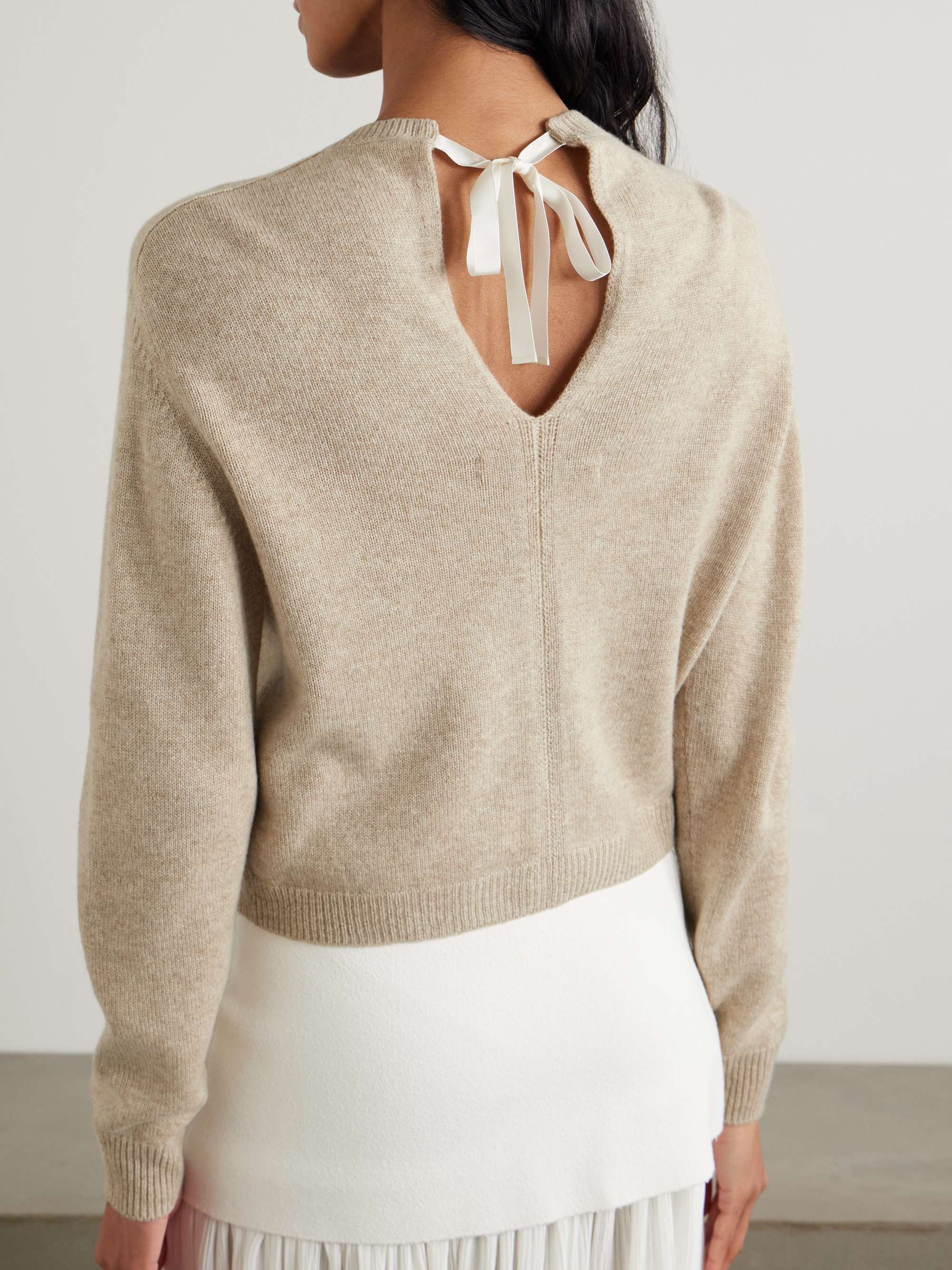 Tie-detailed cashmere cardigan view