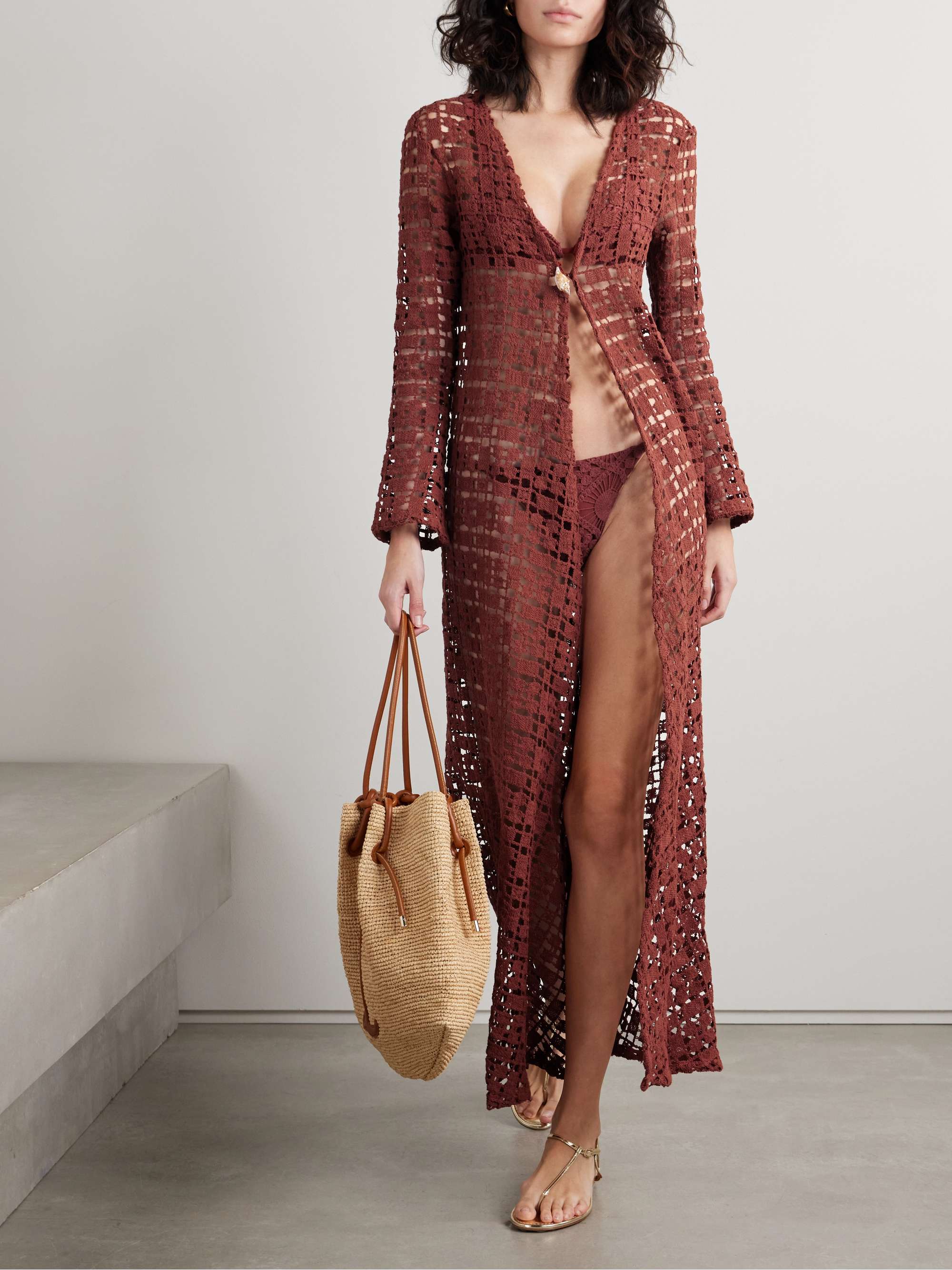 Nerea embellished crocheted cotton maxi dress view
