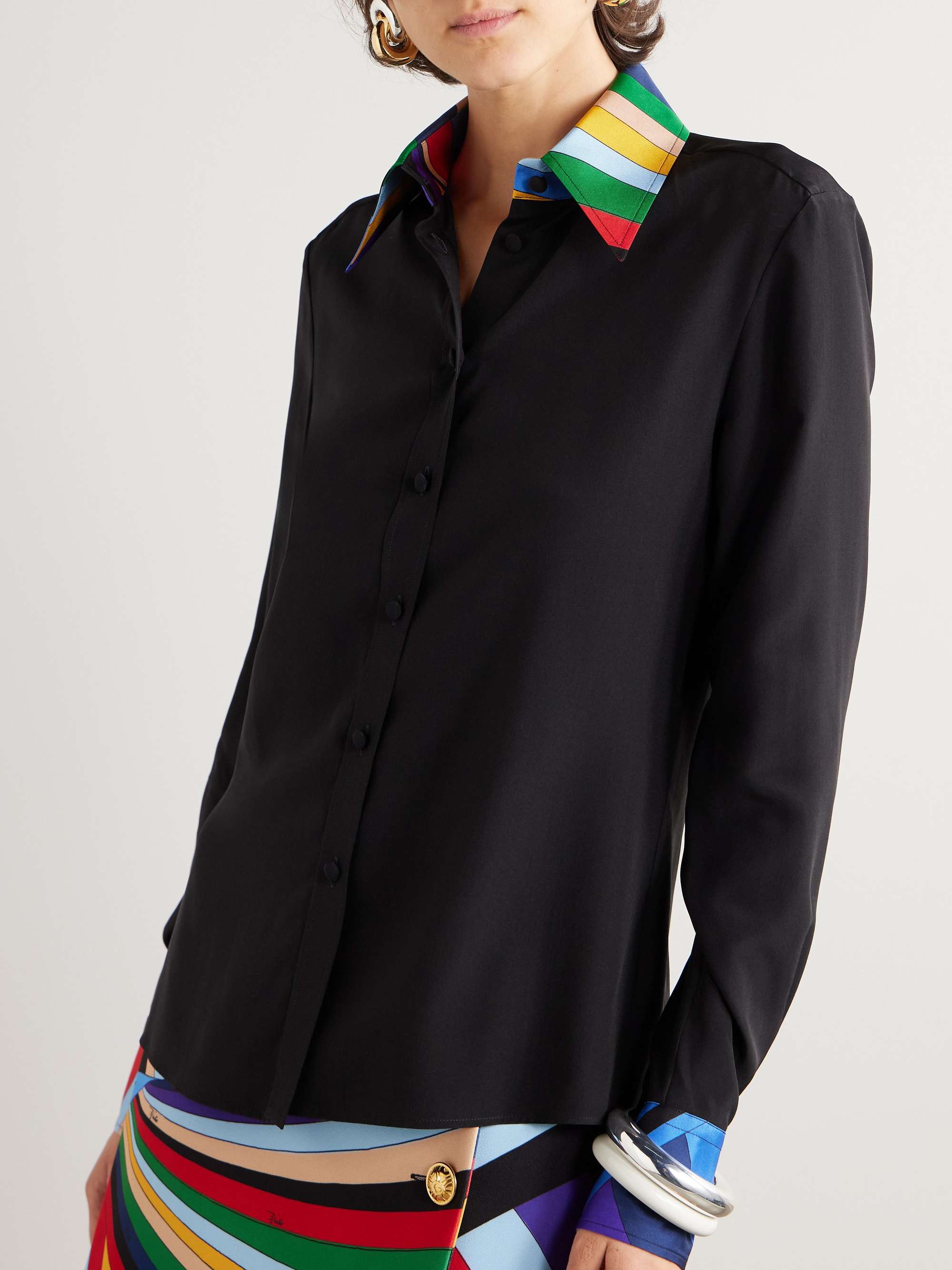 Printed silk-crepe shirt view
