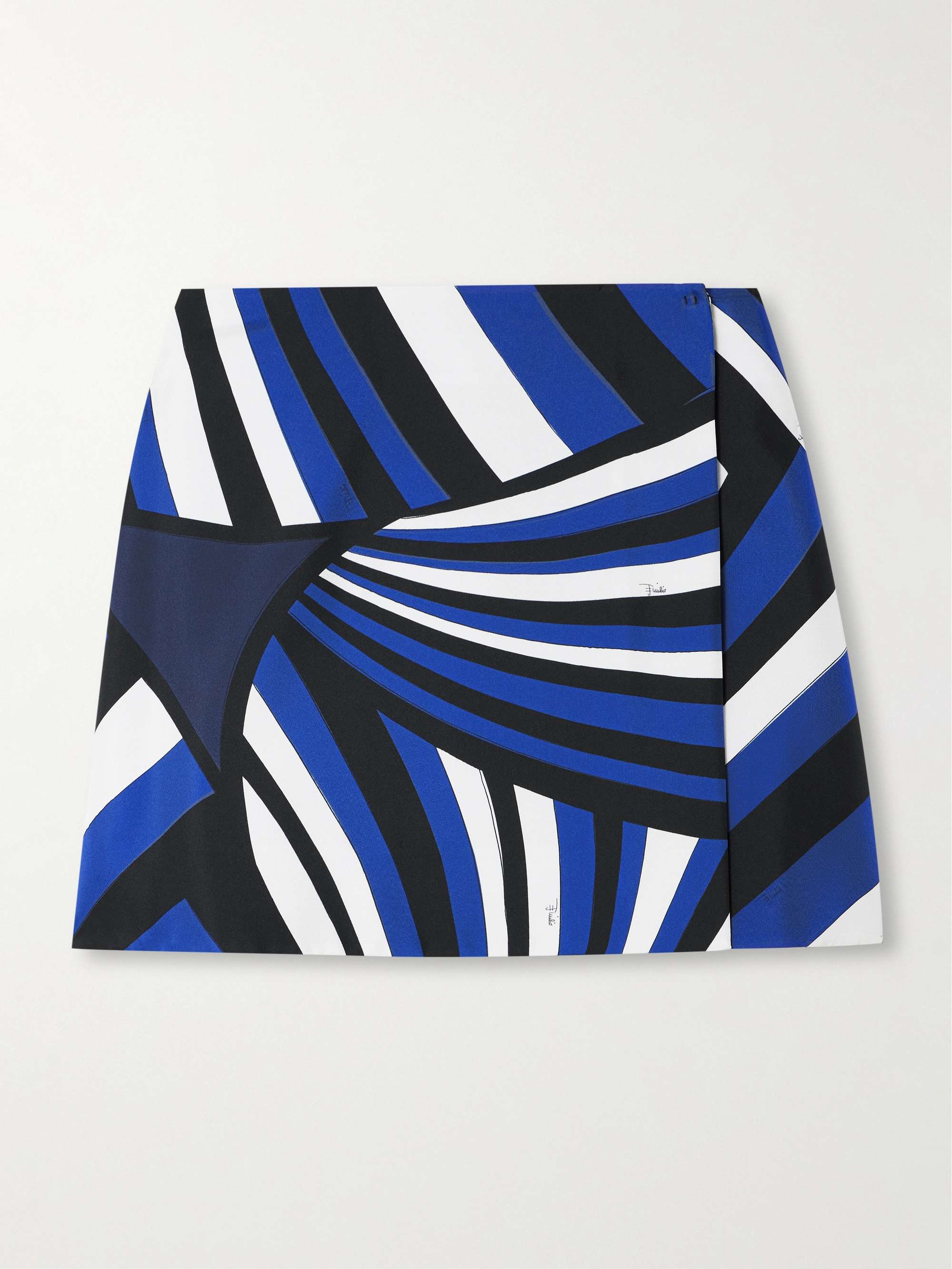 Printed silk-twill mini wrap skirt view